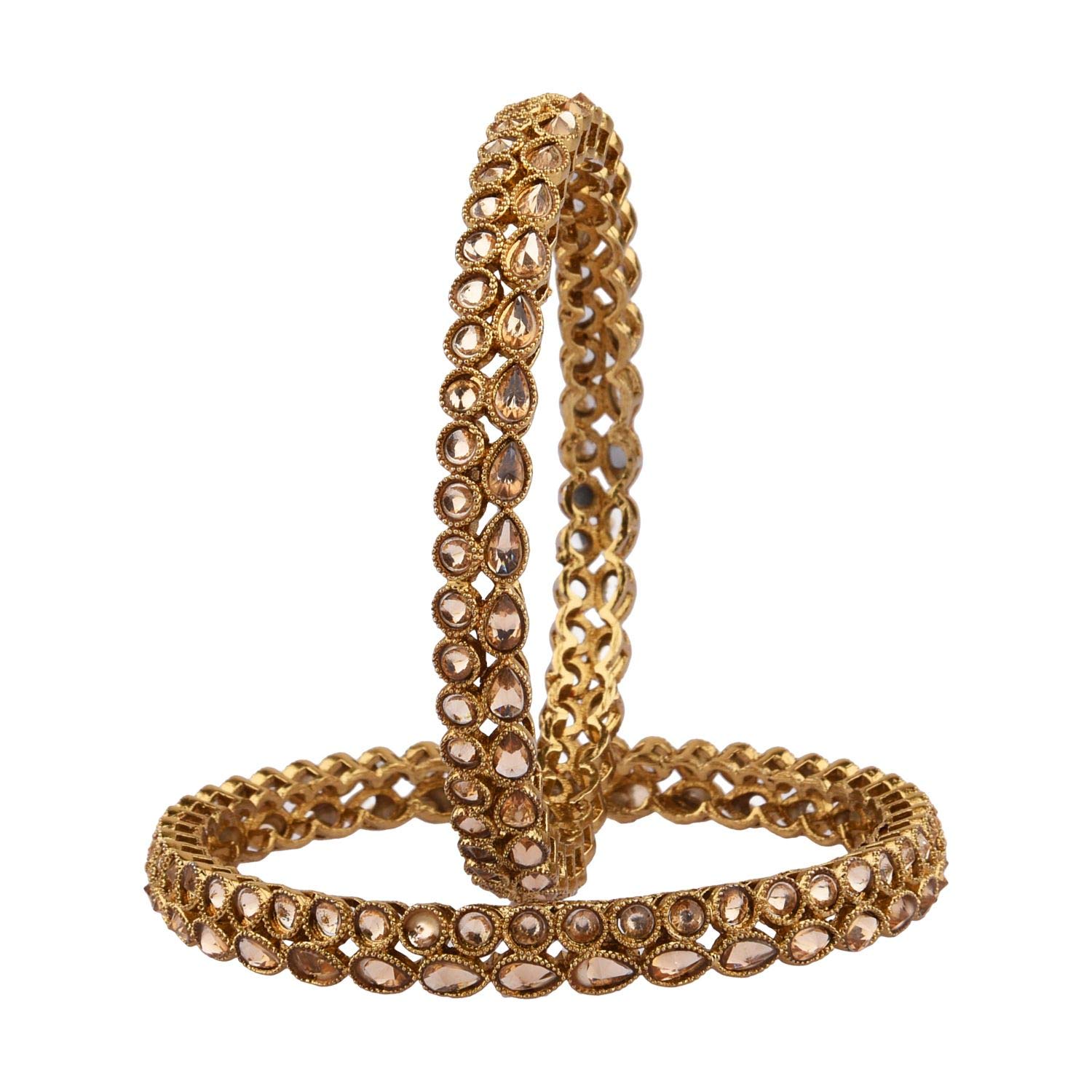 Efulgenz Women's Traditional Kundan Bangle Set(4 pc)