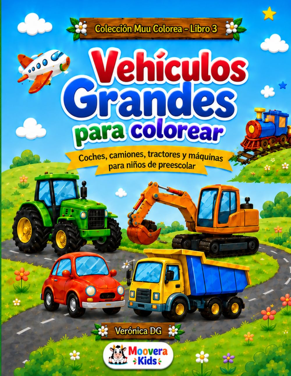 Vehículos Grandes para colorear: Coches, camiones, tractores y máquinas para niños