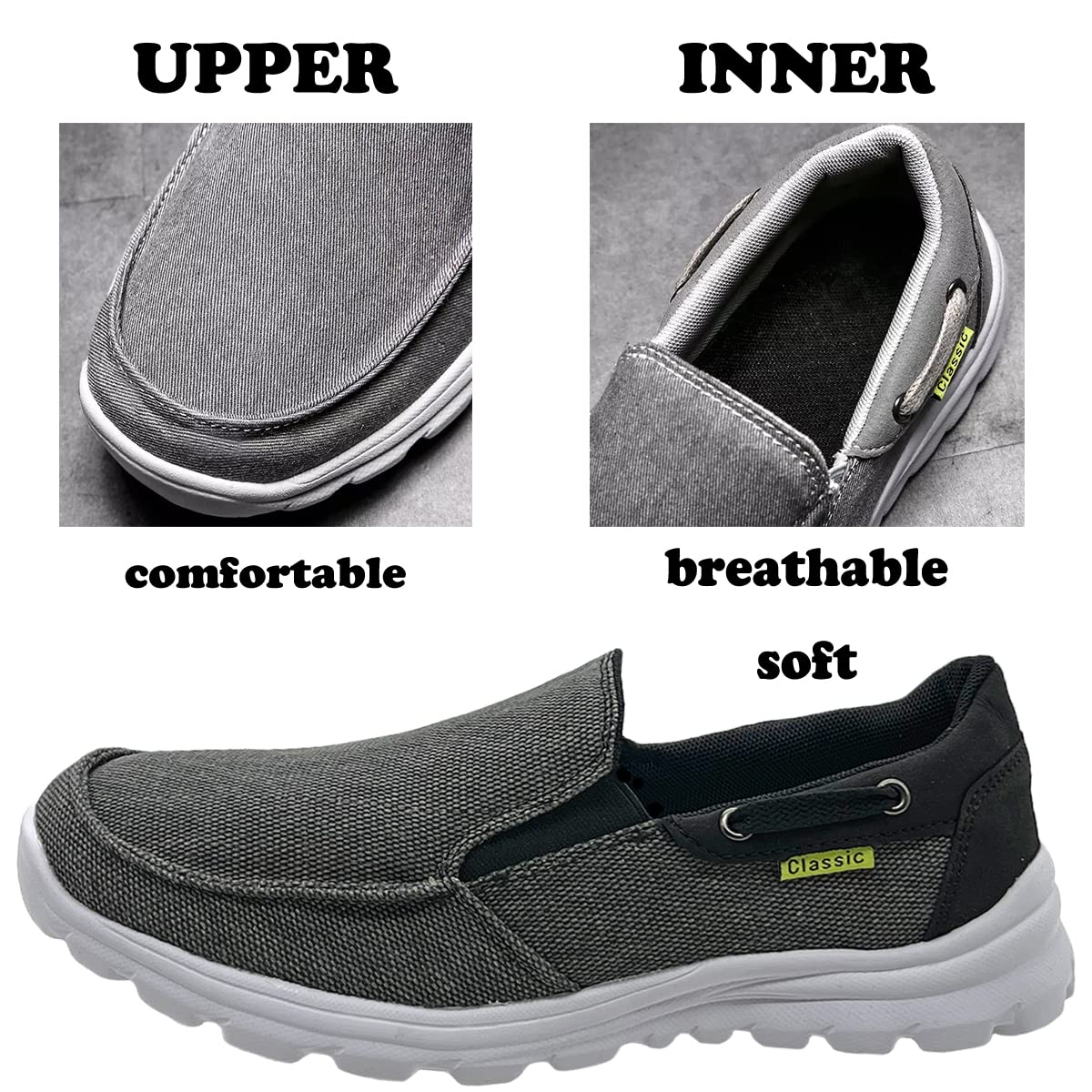 ChayChax Scarpe da Barca Uomo Comode Scarpe da Ginnastica Basse Slip On Loafer Mocassini Leggera Canvas Sneaker