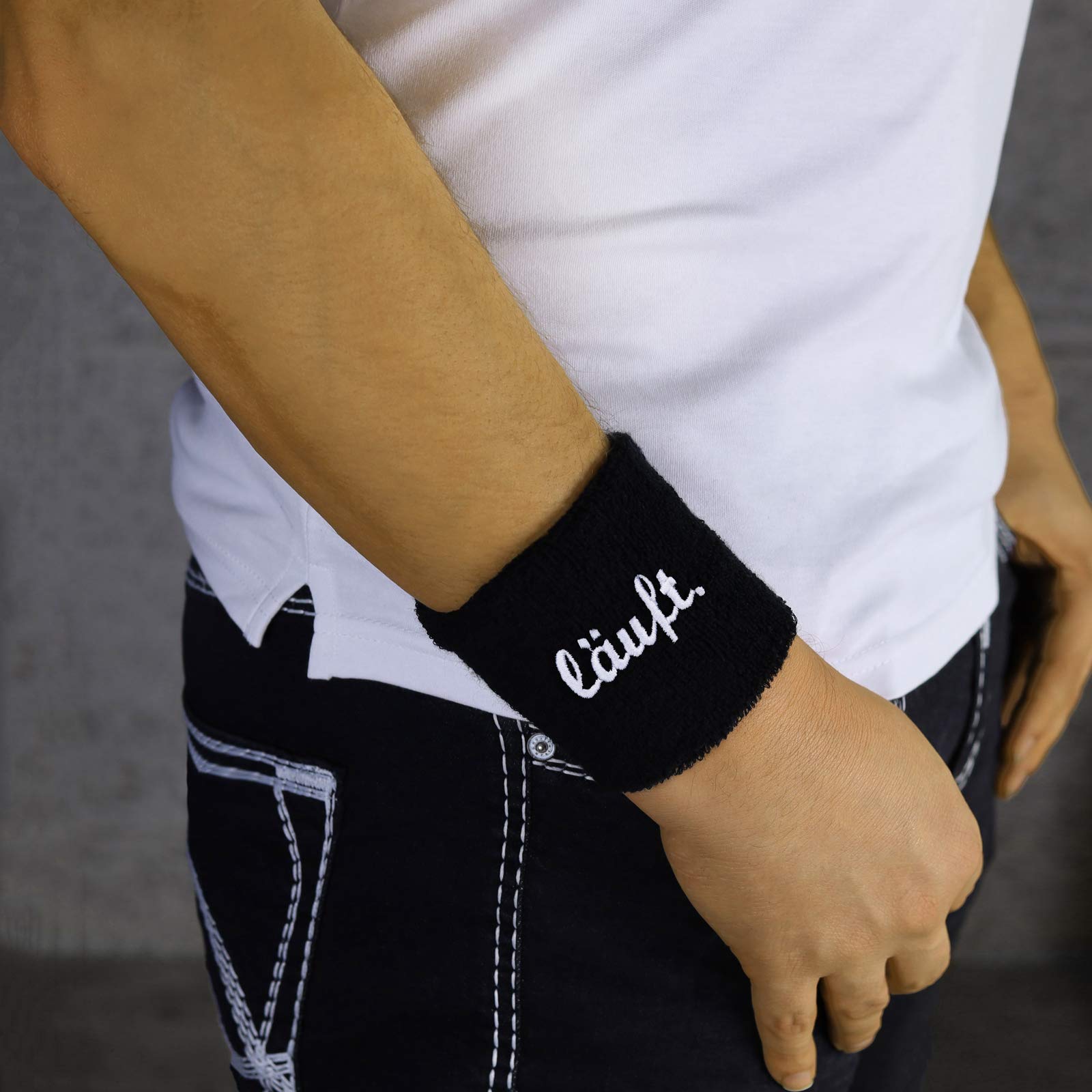 EXPRESS-STICKEREI Schweissband Motiv Design Schweissband mit Stickerei Schweißband Bestickt & Absorbierendes Frottee | Jogging Berlin Wristband Geschenk Sporttraining Schweiß-Armband