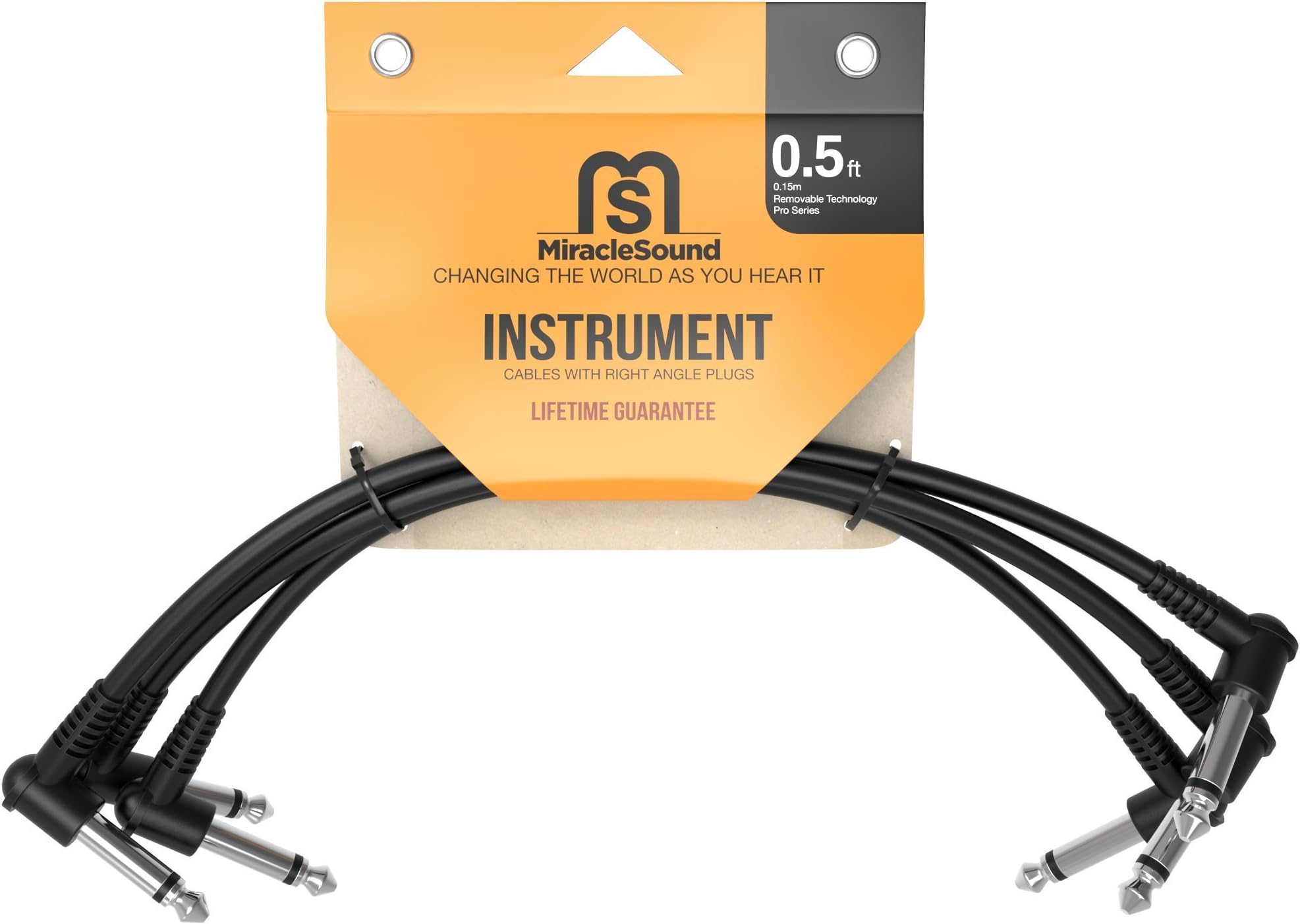 Guitar Cable for Pedalboard Effects with Right Angle Plug Ideal Electric Guitar and Bass Livewire Guitar Patch Cable 3-Pack (0.5 Feet)