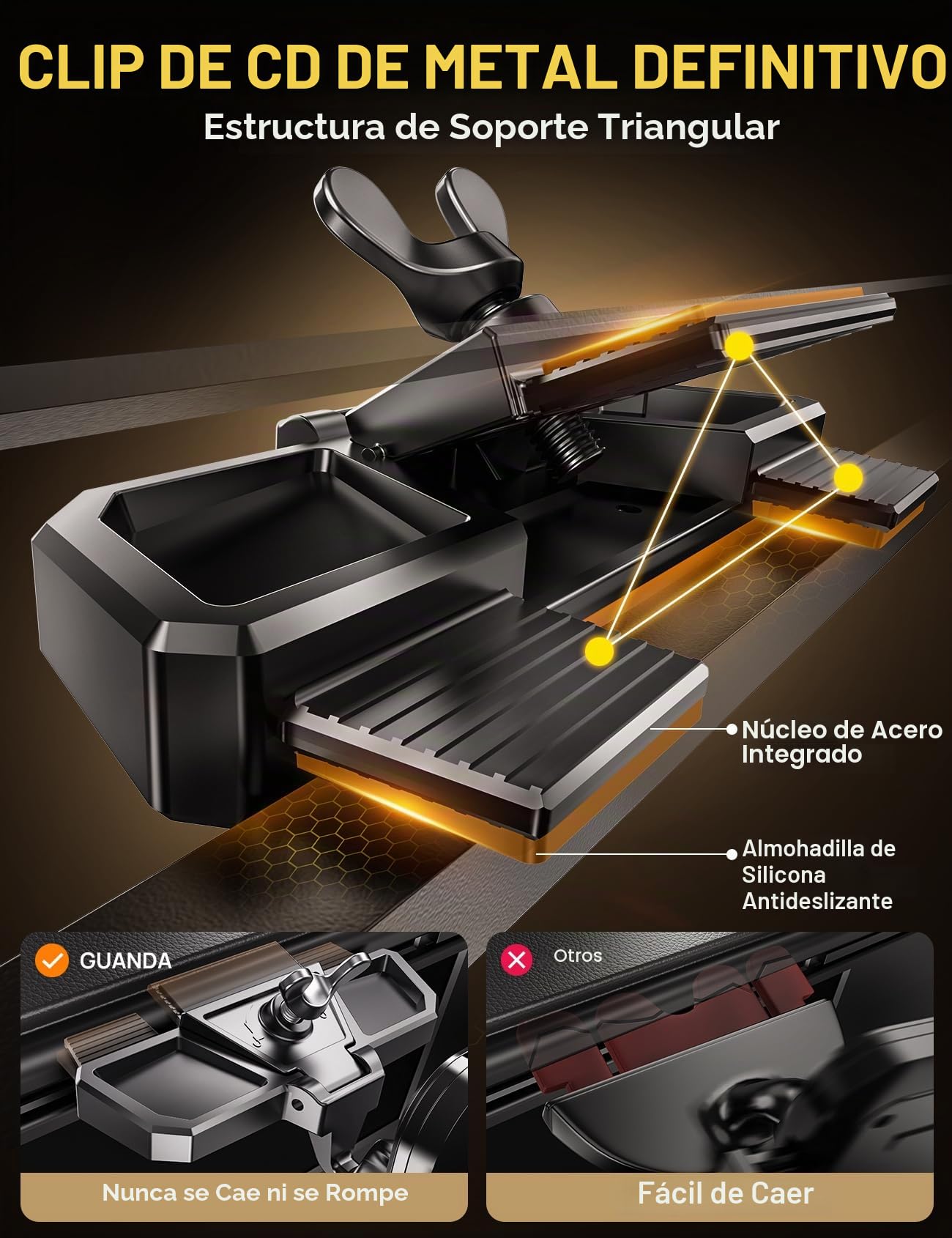 Soporte Universal para Móvil - Ajustable 360° Giratorio, Estable Soportes Porta Móvil para Coche, Compatible con iPhone 15 14 13 12 11 Pro Max y Otros Smartphones