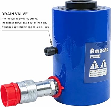 AMZCNC 30T Hydraulic Cylinder Jack Hollow Single Acting 2(50mm) Stroke and 10000 Psi Electric Hydraulic Pump