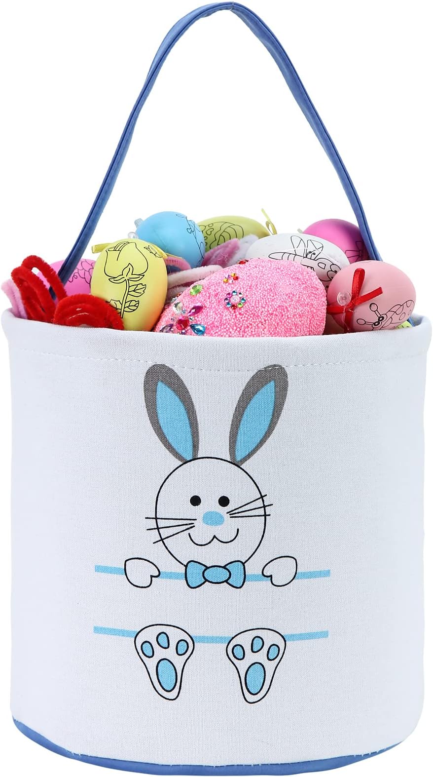 Easter Bunny Basket Egg Bags for Kids,Canvas Cotton