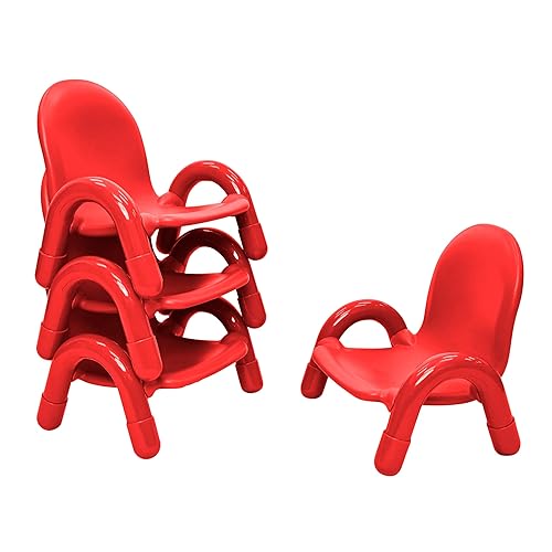 Children's Factory Baseline - Silla infantil de 5 pulgadas, color rojo manzana caramelo, paquete de 4, solución de asiento ergonómico apilable para