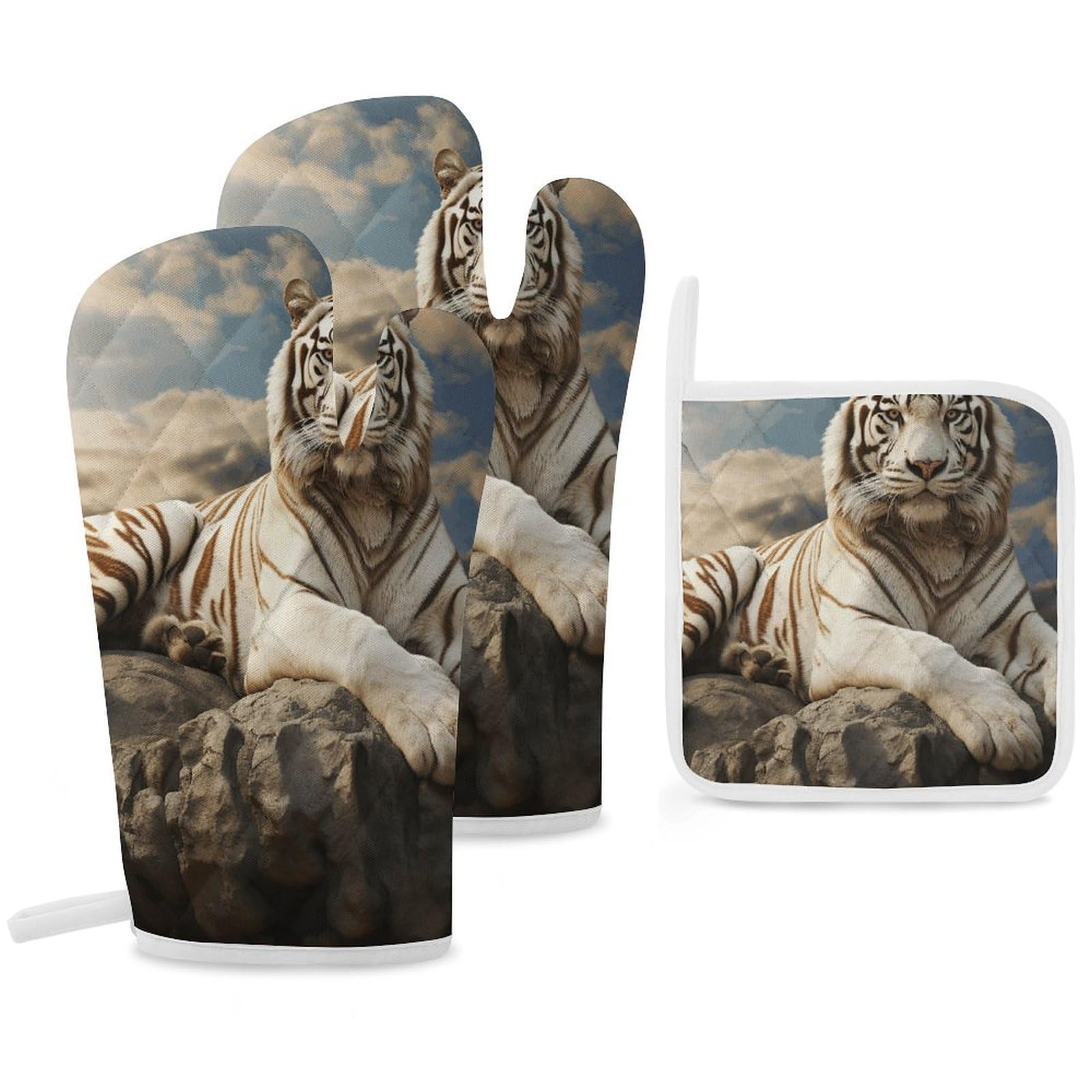 Gants de cuisine tigre majestueux et maniques isolantes pour la cuisson au four