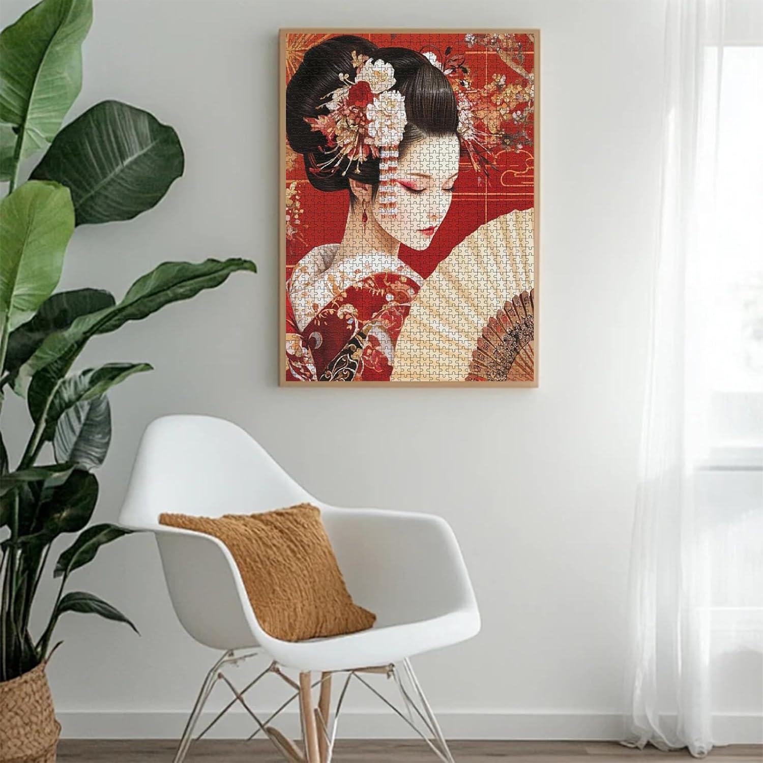 Beautiful Japanese Geisha Woman Jigsaw Puzzle 1000 Piece, 20x28 Inches Wooden Picture Jigsaw Puzzles for Adult Family Game