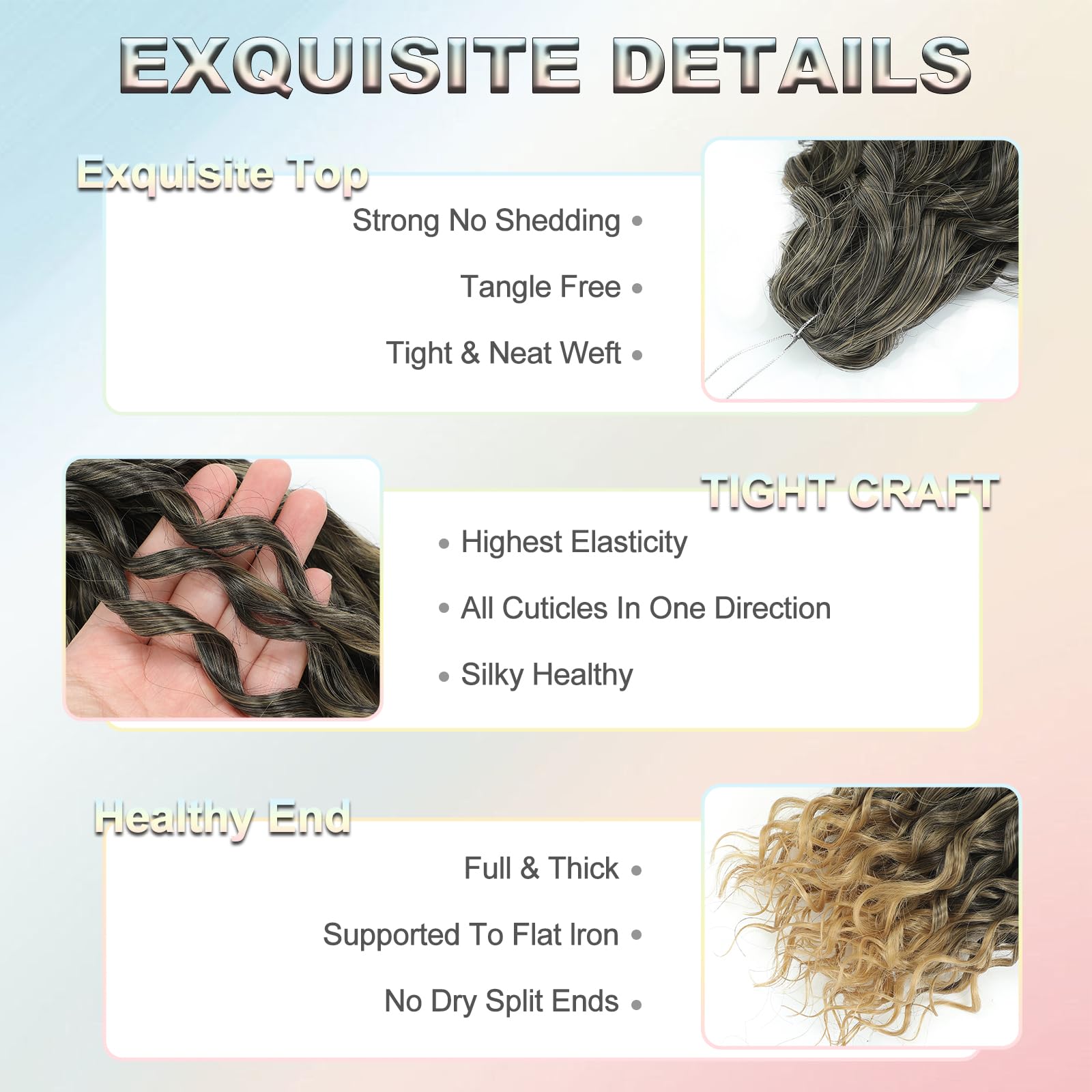 FANWYFYU 6Packs Deep Wavy Twist Crochet Braids Hair 14Inch French Curly Braiding Hair Pre-Looped Long Bohemian Crochet Hairs Water Wave Synthetic Curly Hair Extensions for Women and Girls (T1B-27) - Image 3