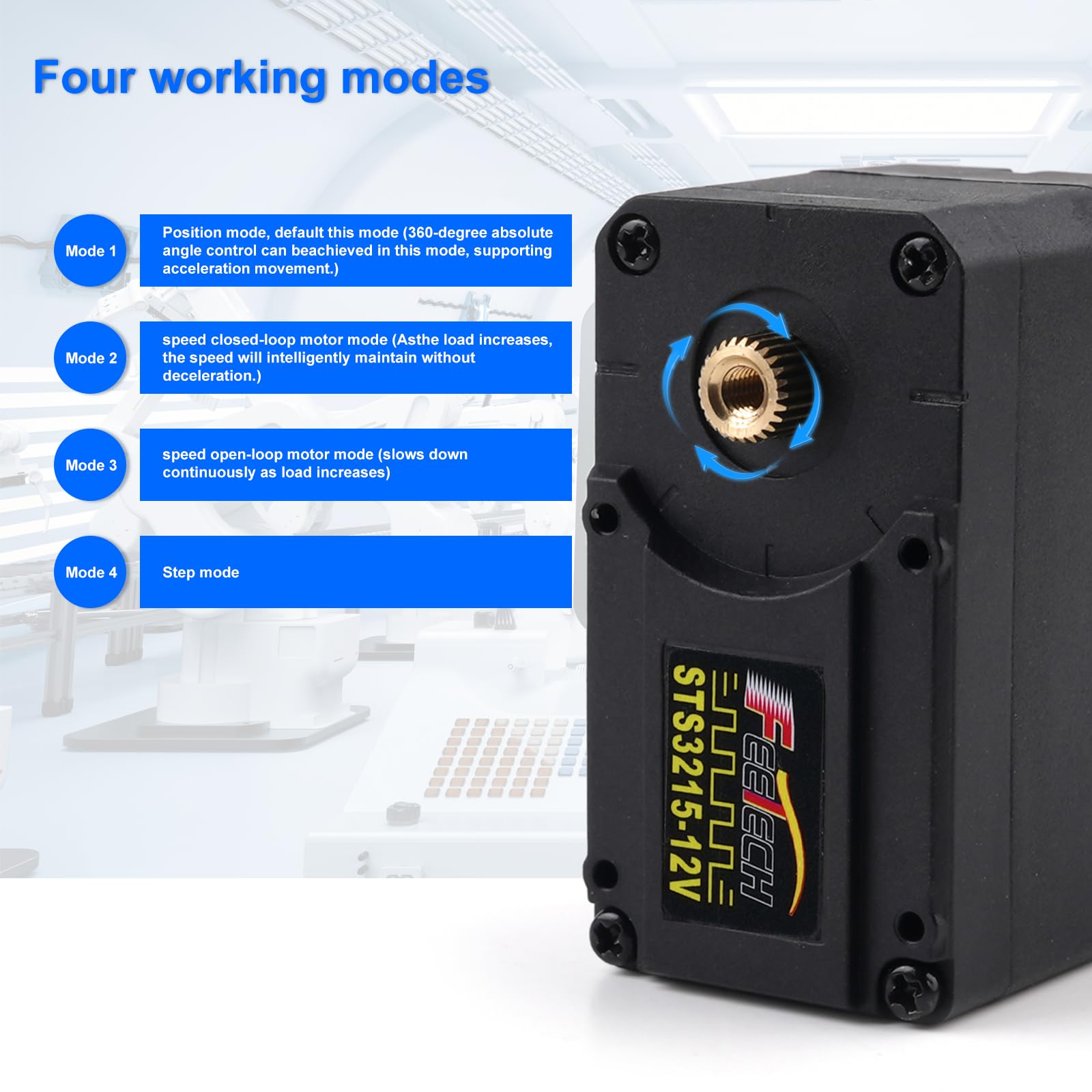 Feetech STS3215 - Servo bus seriale da 30 kg, motore robotico da 12 V, con encoder magnetico a 360°, ad alta precisione e coppia, per progetti di robot educativi, confezione da 6