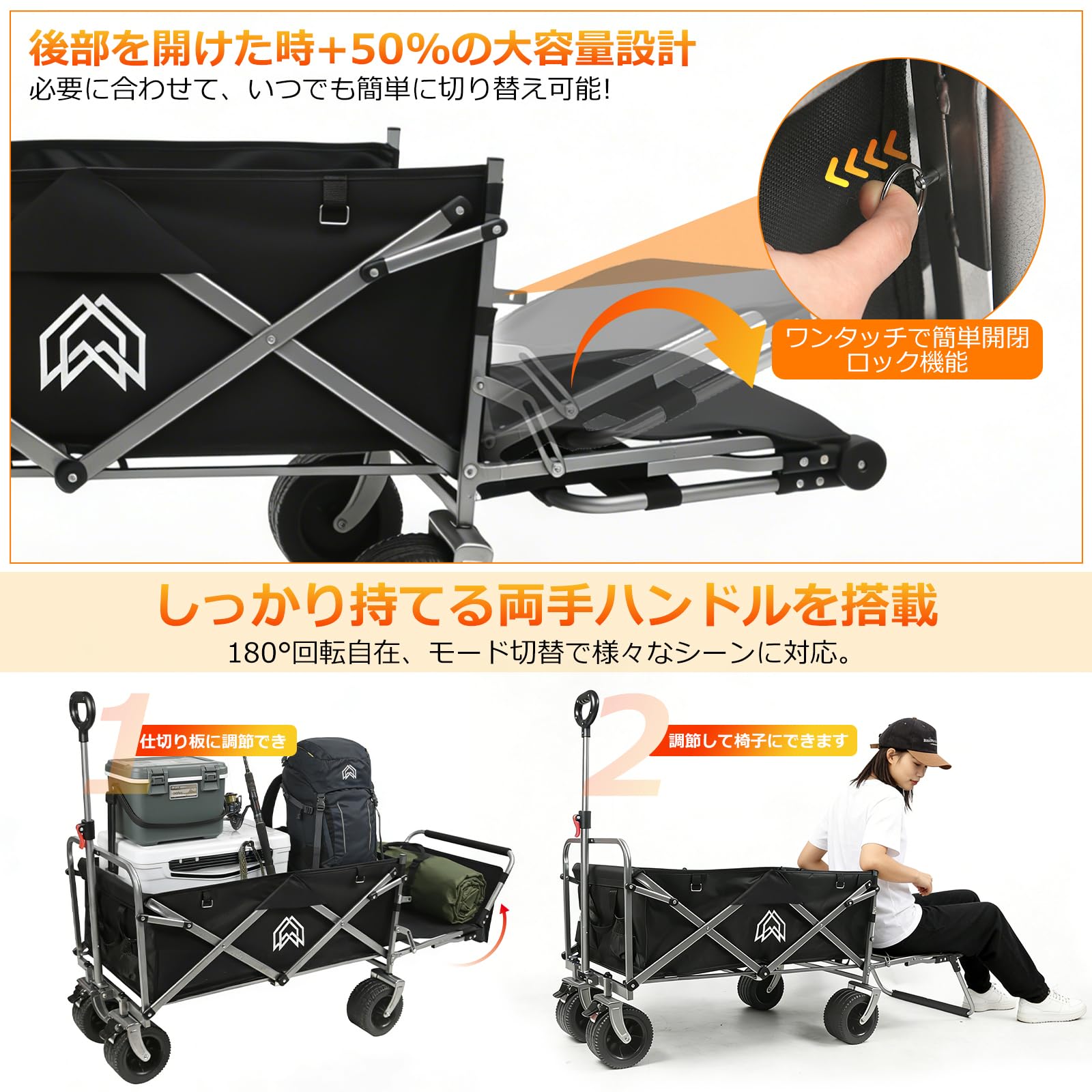 Amazon.co.jp: キャリーワゴン 長物対応 後部展開可 アウトドアワゴン