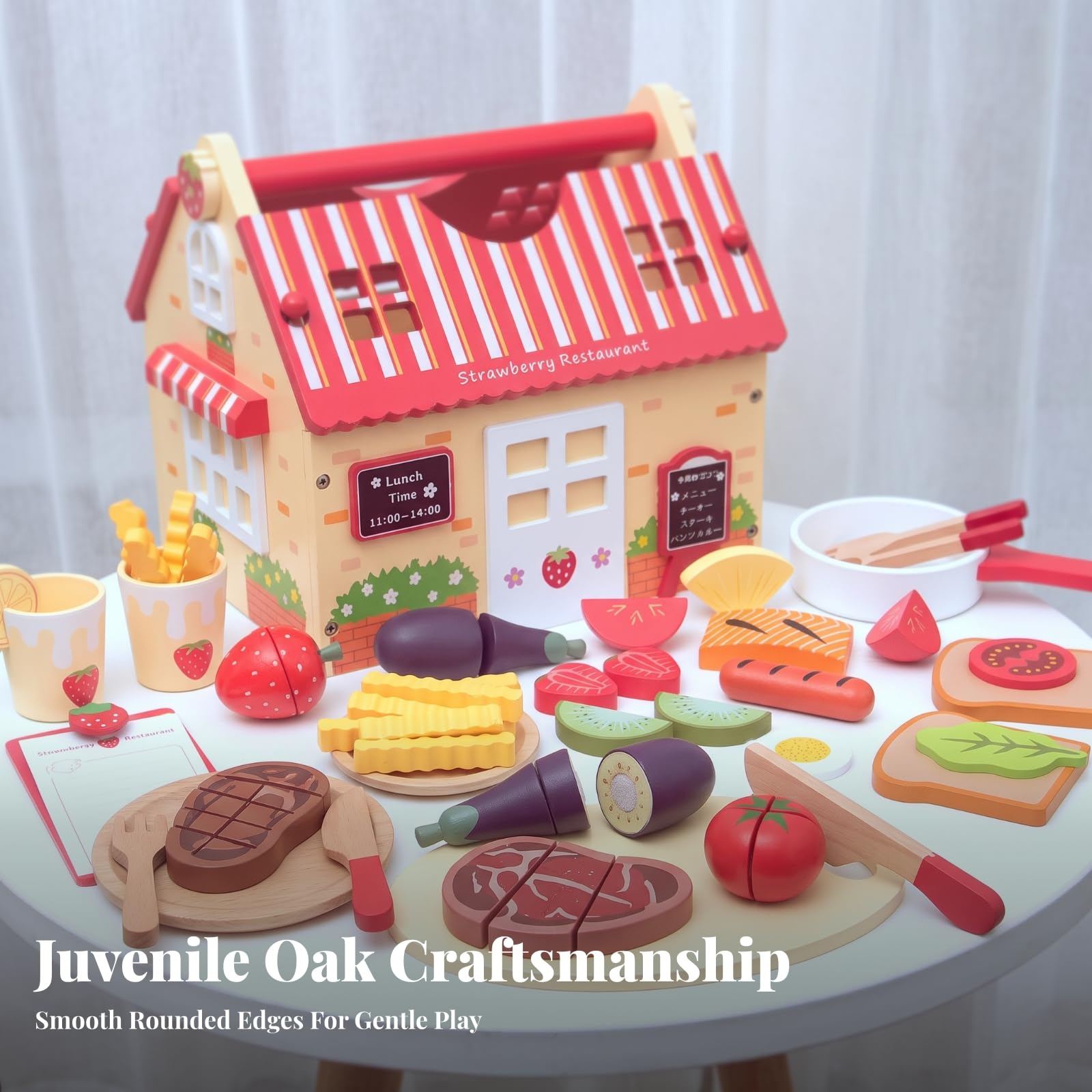 Set Ristorante Giocattolo in Legno | Realistici, Naturale, Giocattoli, per Casa, giochi, Bambini, Bambine