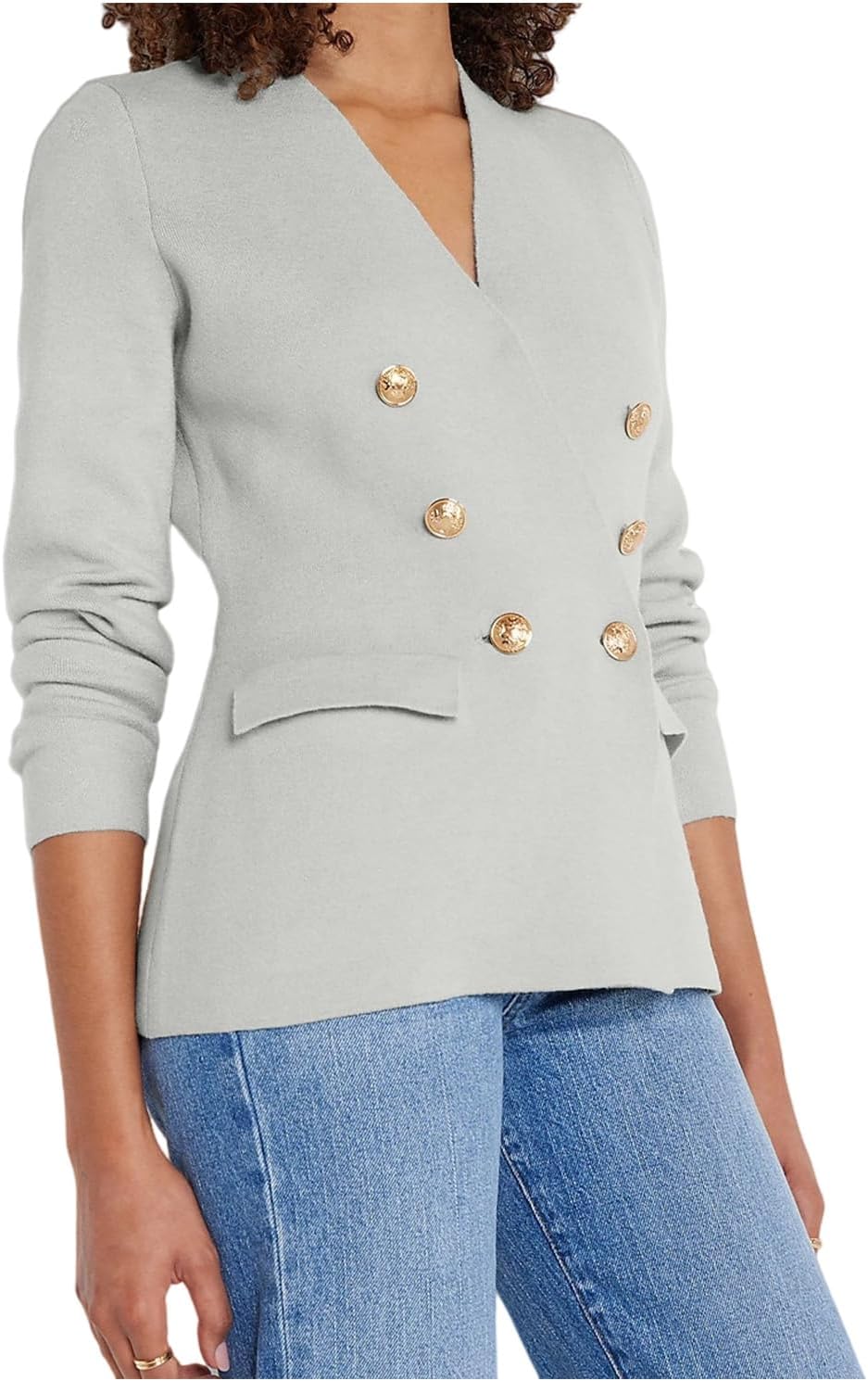 Women's Knitted Stretch Blazer Top Long Sleeve Coat Casual Homecoming Work Lady Jacket