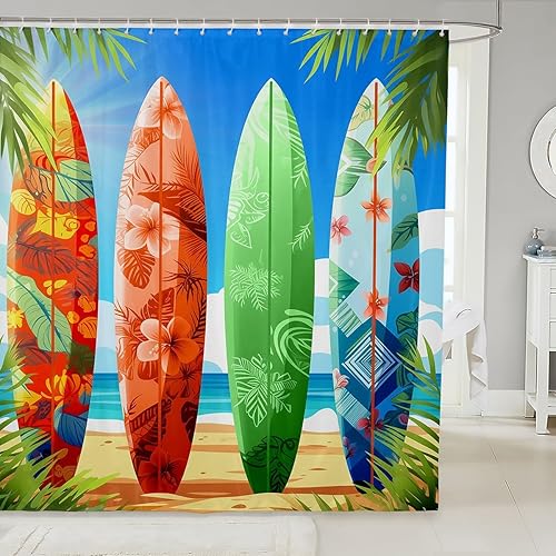 Miniatura 46 de Cortinas de ducha impermeables con diseño de barco pirata de caricaturas, tela de aventura marina, cortina de ducha de baño con peces submarinos,