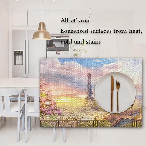 Miniatura 7 de Modern The Paris Decor - Juego de 4 manteles individuales lavables, impermeables, para fiestas, hogar, comedor, decoración de mesa de 18 x 12