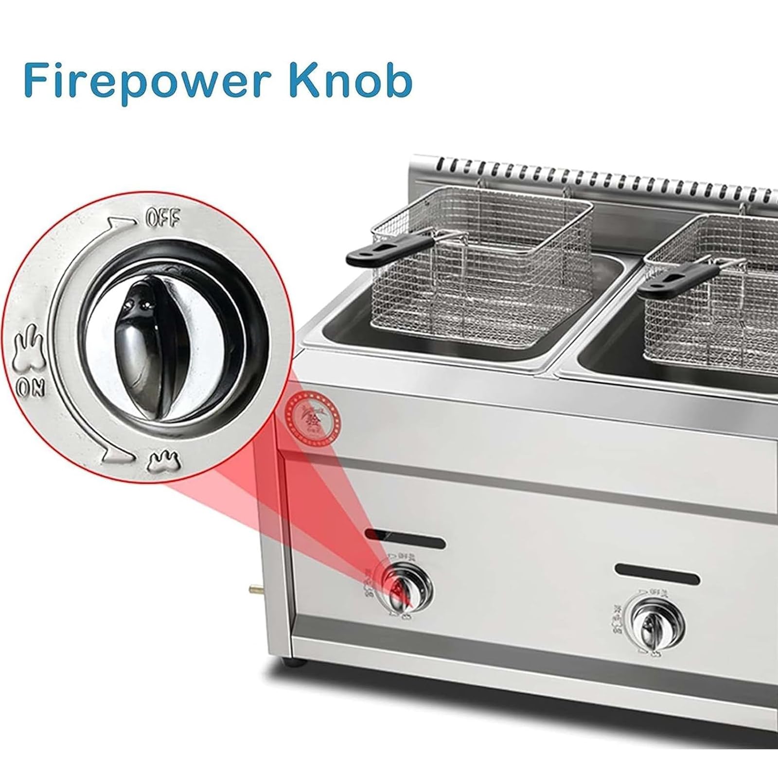 Freidora Gas Industrial, Freidoras con Cestas Grande, Freidora a Gas de Encimera de Acero Inoxidable, freidora ComercialCapacidad 16L/24L, 2/3 cestas para cocinar, para Freír Tapas,8Lx2