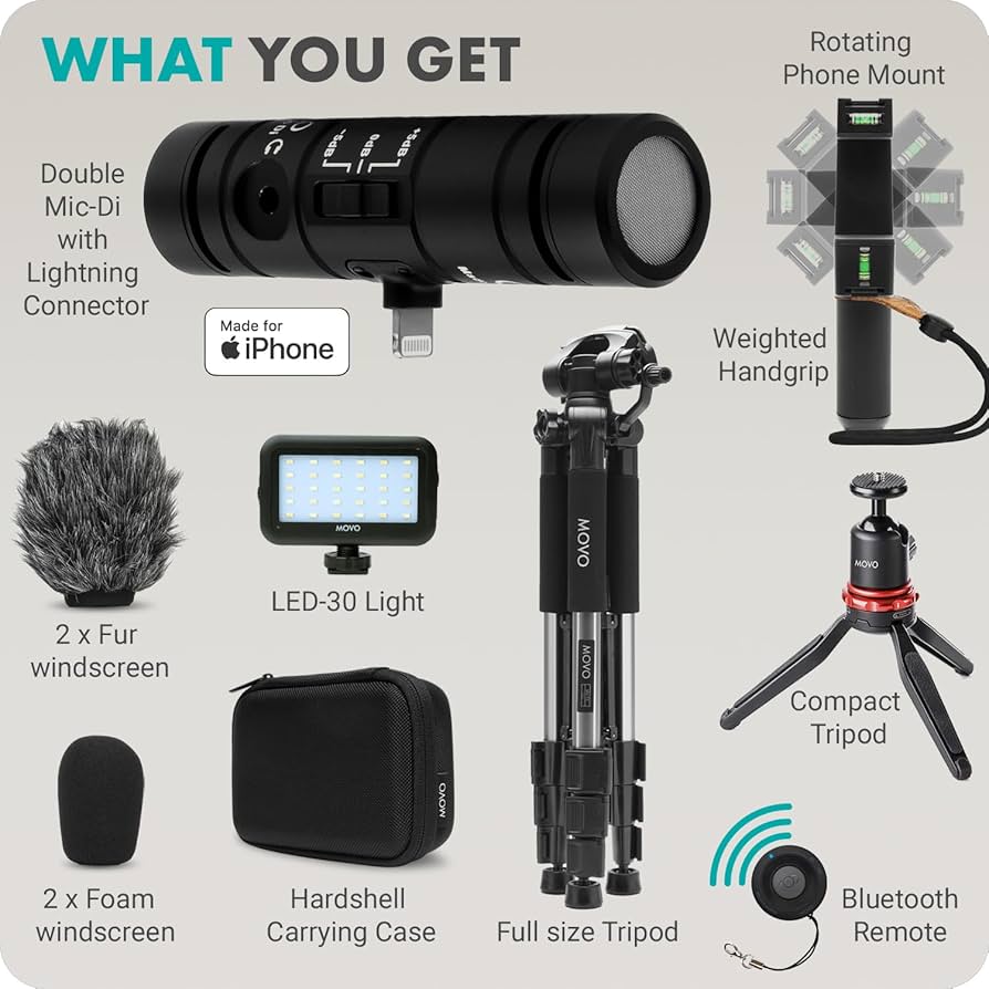 Video Starter Kit Movo IVlog1 Vlogging Kit For IPhone With