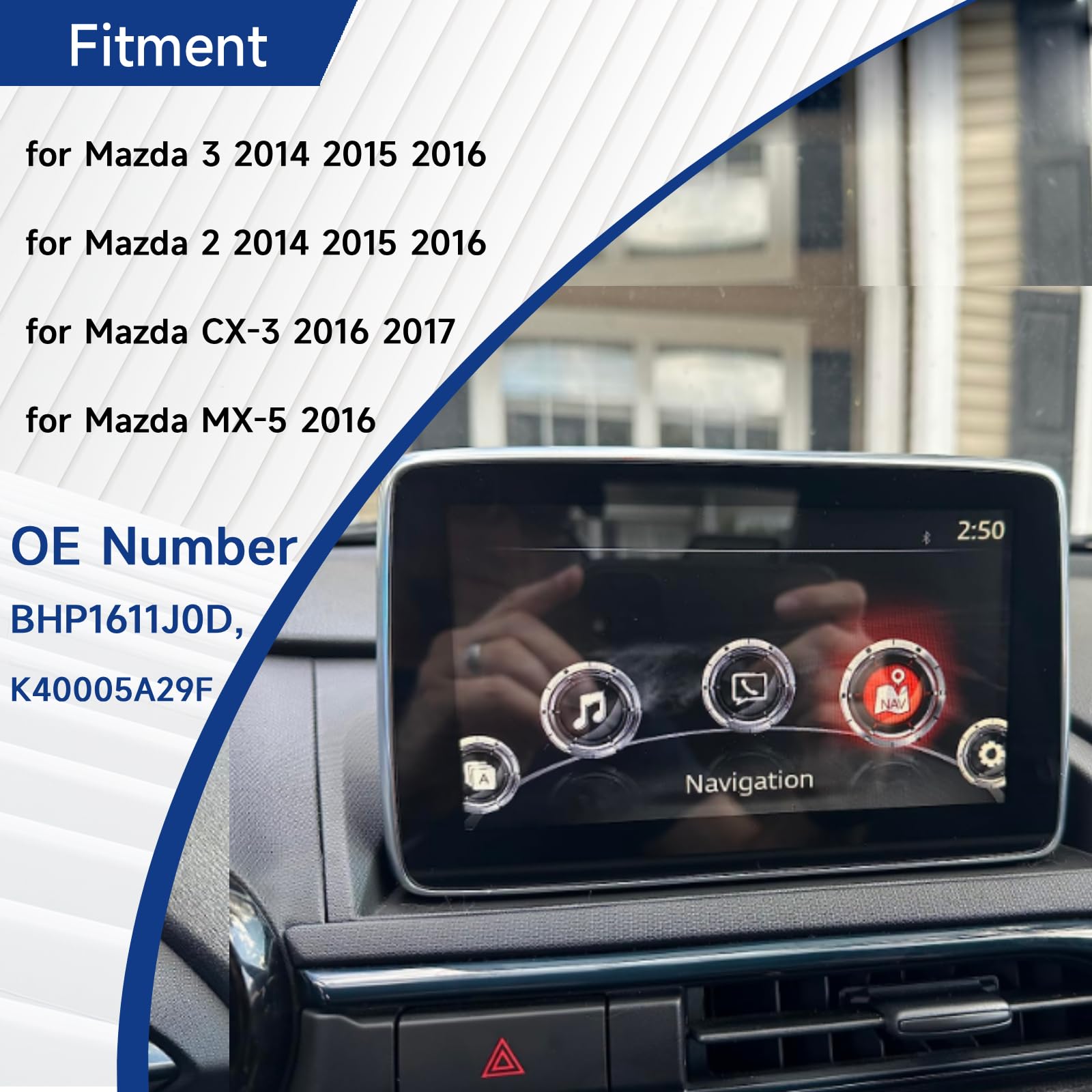 7-calowy ekran dotykowy do Mazda 3 2014-2016, digitizer, szkło akrylowe przezroczyste Car Touch Display, OE# BHP1611J0D / K40005A29F
