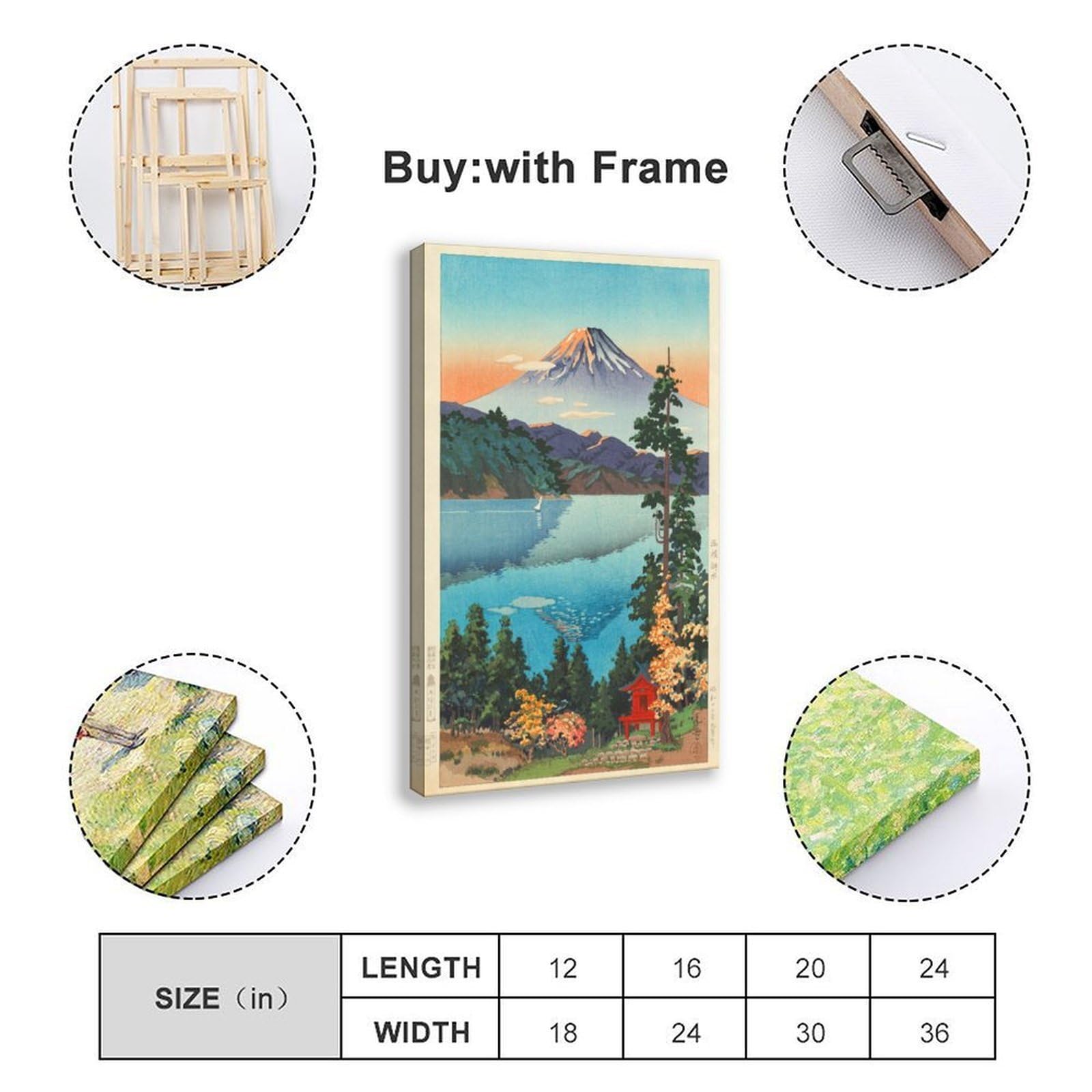 Zensetu Temple Kawase Hasui Ukiyo-e Poster su tela per camera da letto, decorazione artistica da parete per ufficio, camera da letto, decorazione estetica regalo, cornice regalo, 30 x 45 cm