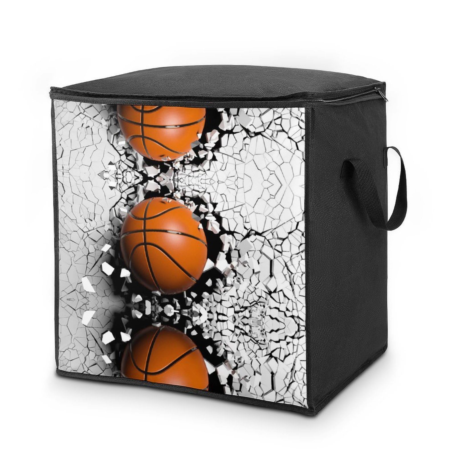 Lyfthologen 70L Storage Bags, Basketball Storage Box with Lid Zipper And Handles, Clothes Bags for Quilt, Blankets, Bedding