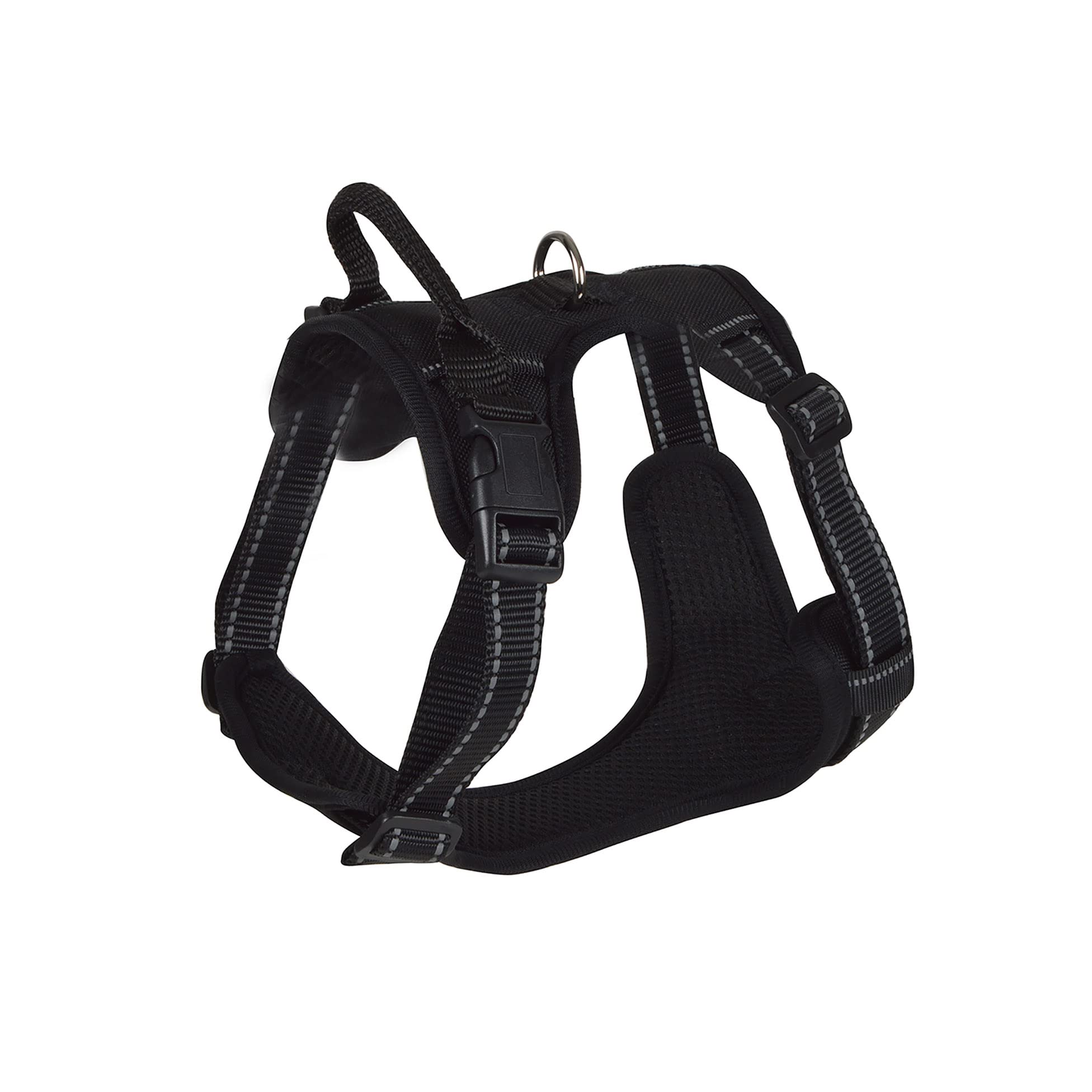 Harnais anti-traction Love Story pour balade nocturne en ville chien taille S noir 45-55 cm