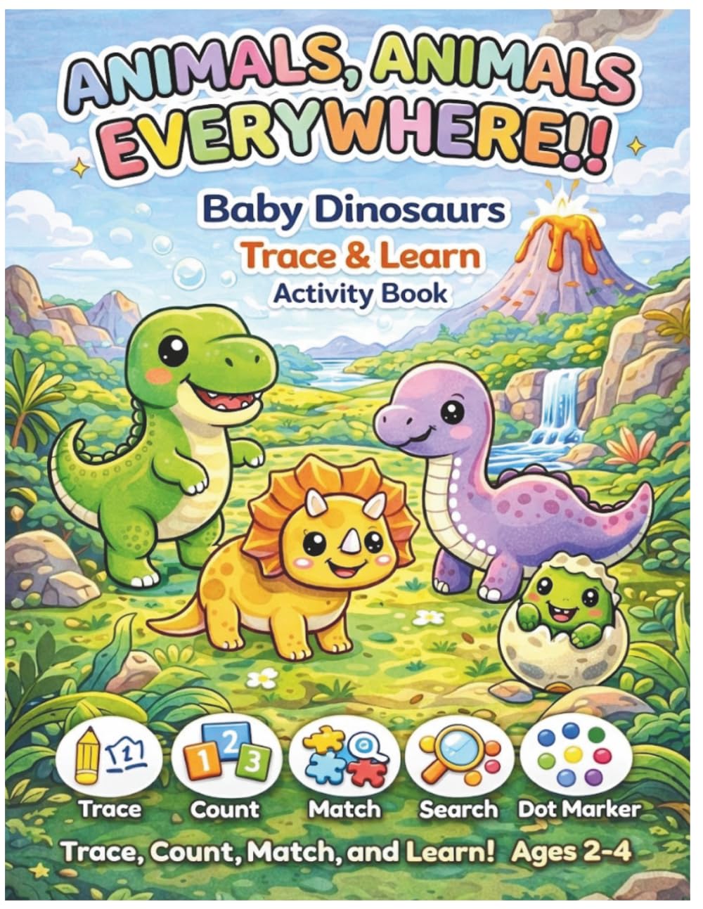 Baby Dinosaurs Trace and Learn Activity Book: Tracing, Counting, Matching, and Dot Marker Activities for Kids Ages 2-4 (Trace & Learn)