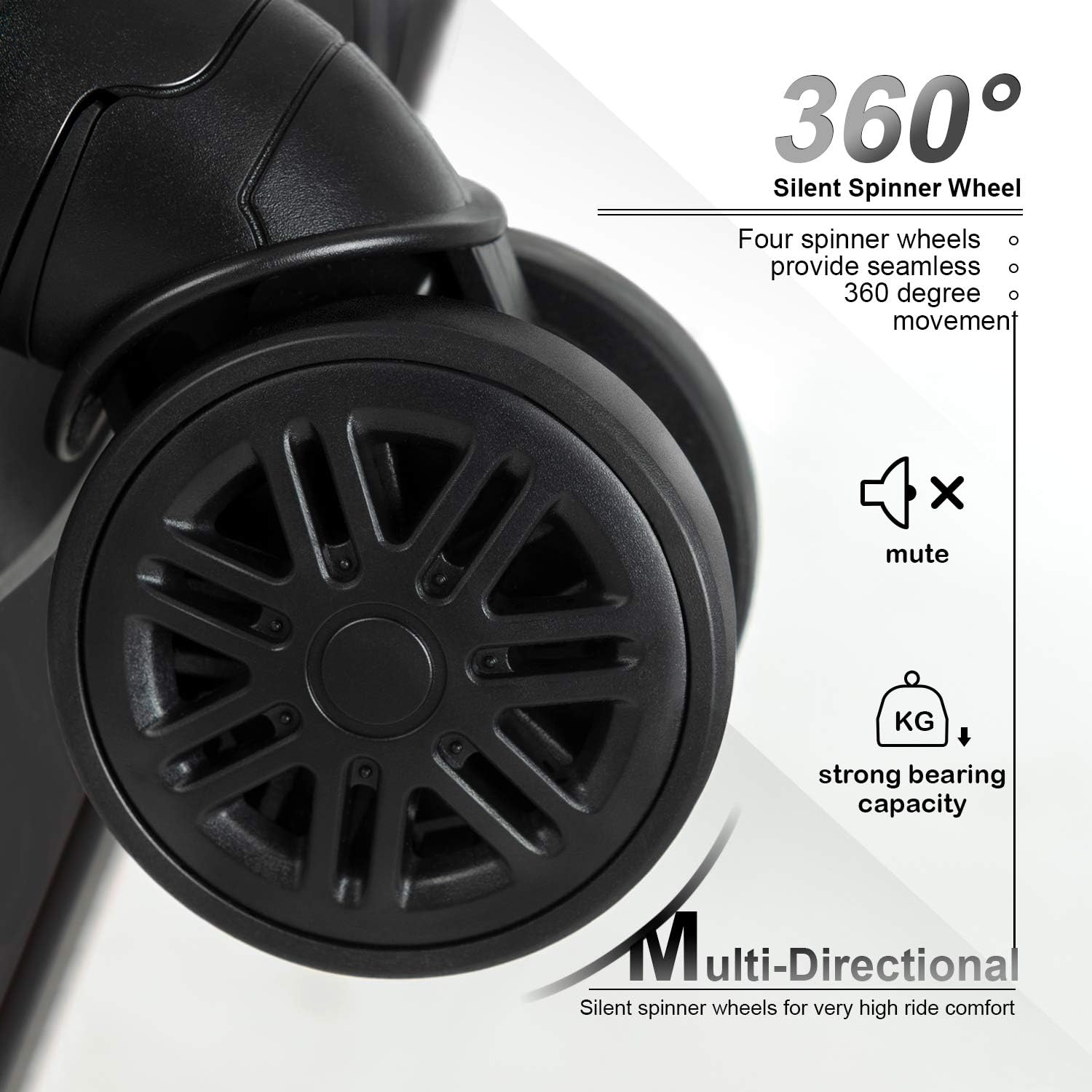 Murtisol ABS Hardside Luggage Sets With Spinner Dual Wheels, Black, 3-Piece Set(20/24/28)