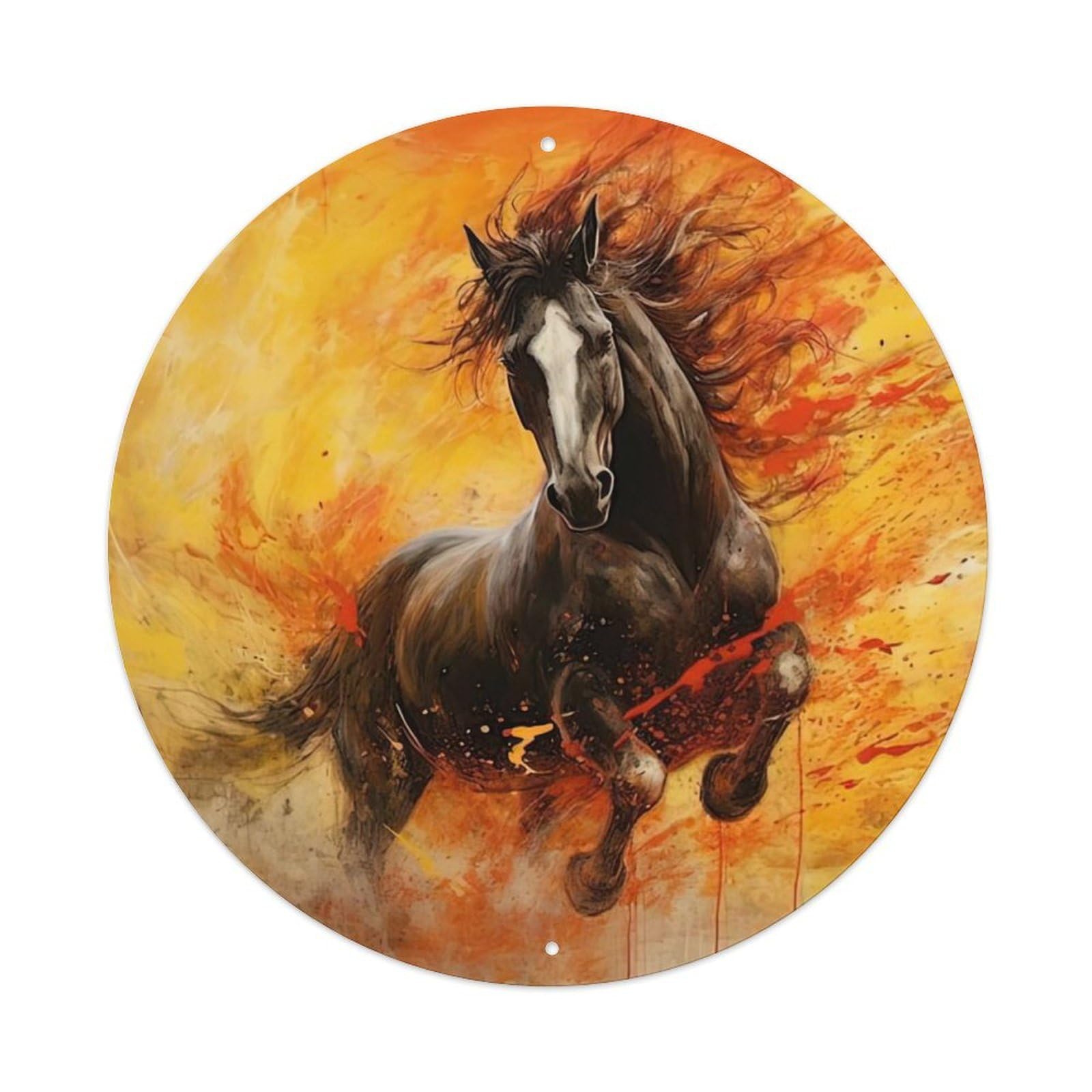 Animal Artwork The Prancing Dark Horse Metal Tin Sign