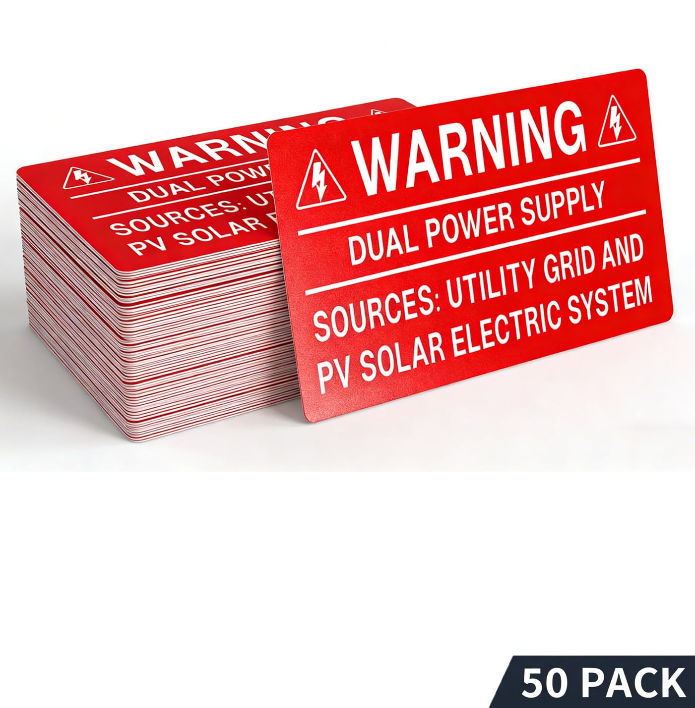 CDXHOME 50PCS Solar Warning Labels, Warning Dual Power Supply - Sources Utility Grid and PV Solar Electric System, UV Resistant Electrical Panel