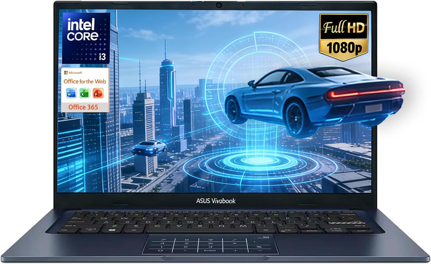 ASUS Vivobook 14" FHD Laptop | Intel 6-Core i3-1315U (Beat i7-1250U) | 8GB RAM, 256GB SSD | for College Students and Business with NumberPad | Office 365 for The Web | Windows 11 | Quite Blue