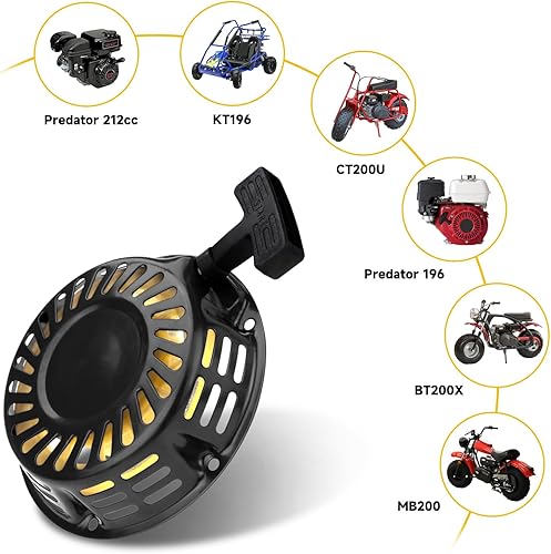 Vista 6 de HIAORS Conjunto de arranque de retroceso para Predator 212cc 196cc 5.5HP 6.5HP OHV Engine Coleman CT200U BT200X Baja TrailMaster KT196 Generador