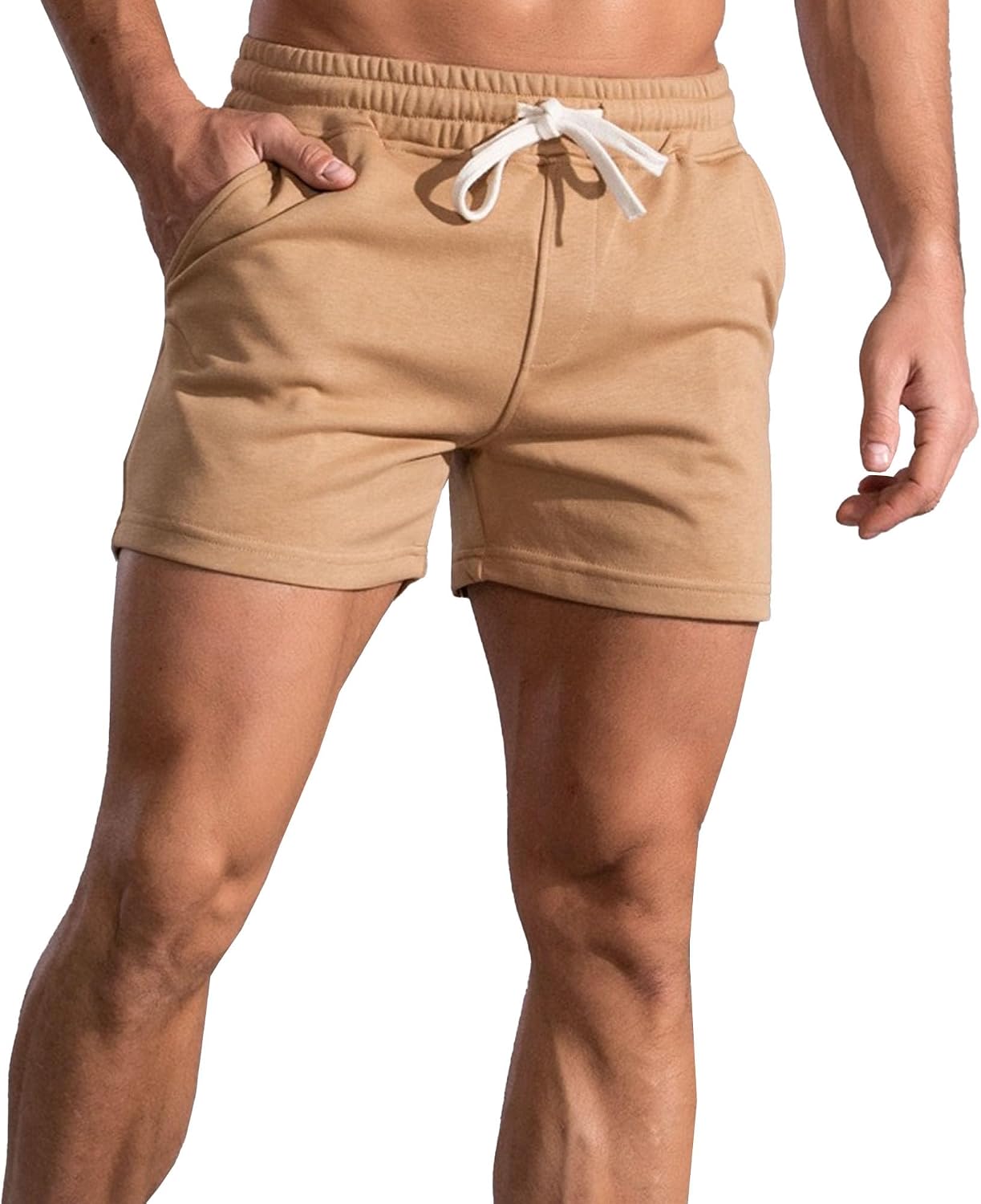 Maiyifu-GJ Men's Cotton Casual Athletic Shorts Elastic Waist Drawstring Gym Workout Running Shorts Summer Jogger Short Pants