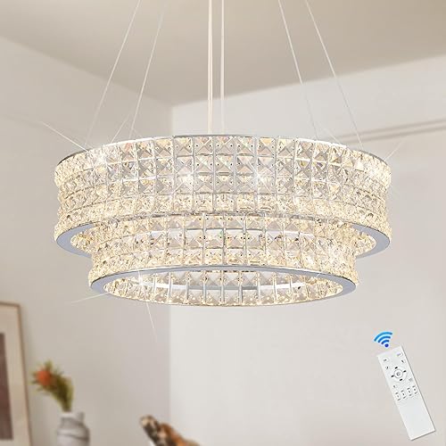 Miniatura 13 de Lámpara de araña de cristal LED de oro moderno de 20" Elegante con hojas de loto, lámparas de techo regulables con control remoto de lujo para