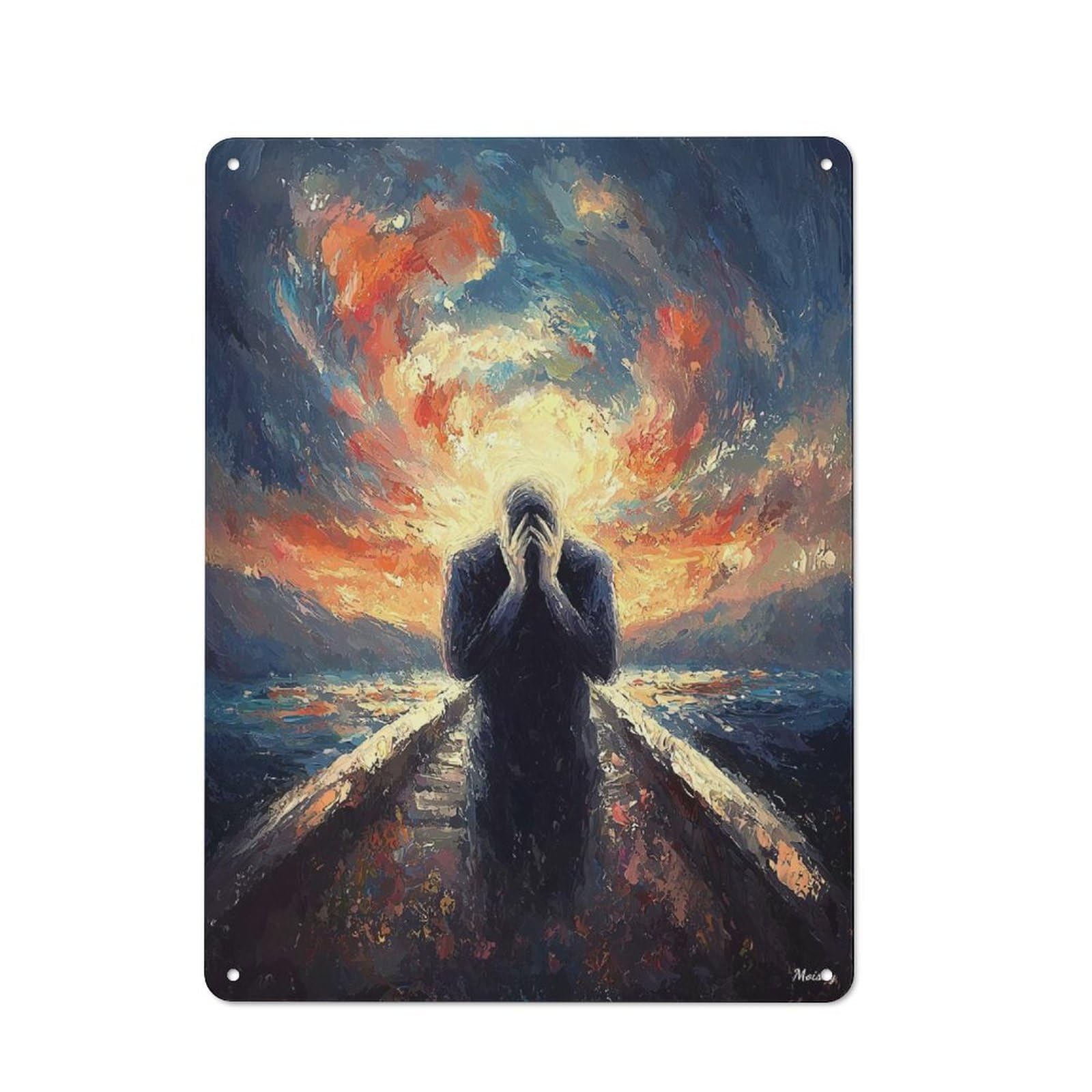 Junmoney Impressionist Inspired The Scream Tin Wall Plaque 40X30cm With For Man Cave Or Games Room, A New Home Present For Leisure-Room Decor Enthusiasts