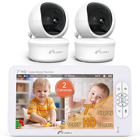 iFamily 7' Split Screen 2 Cameras Baby Monitor