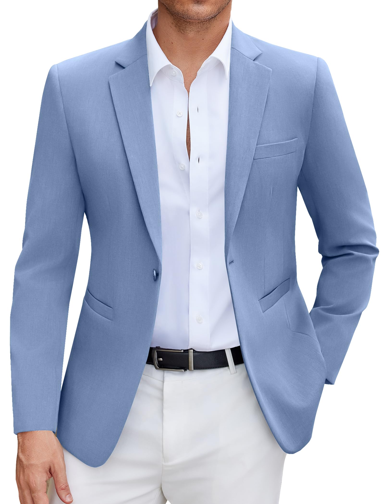 Mens Casual Blazer Slim Fit Suit Jacket Lightweight One Button Business Sport Coats