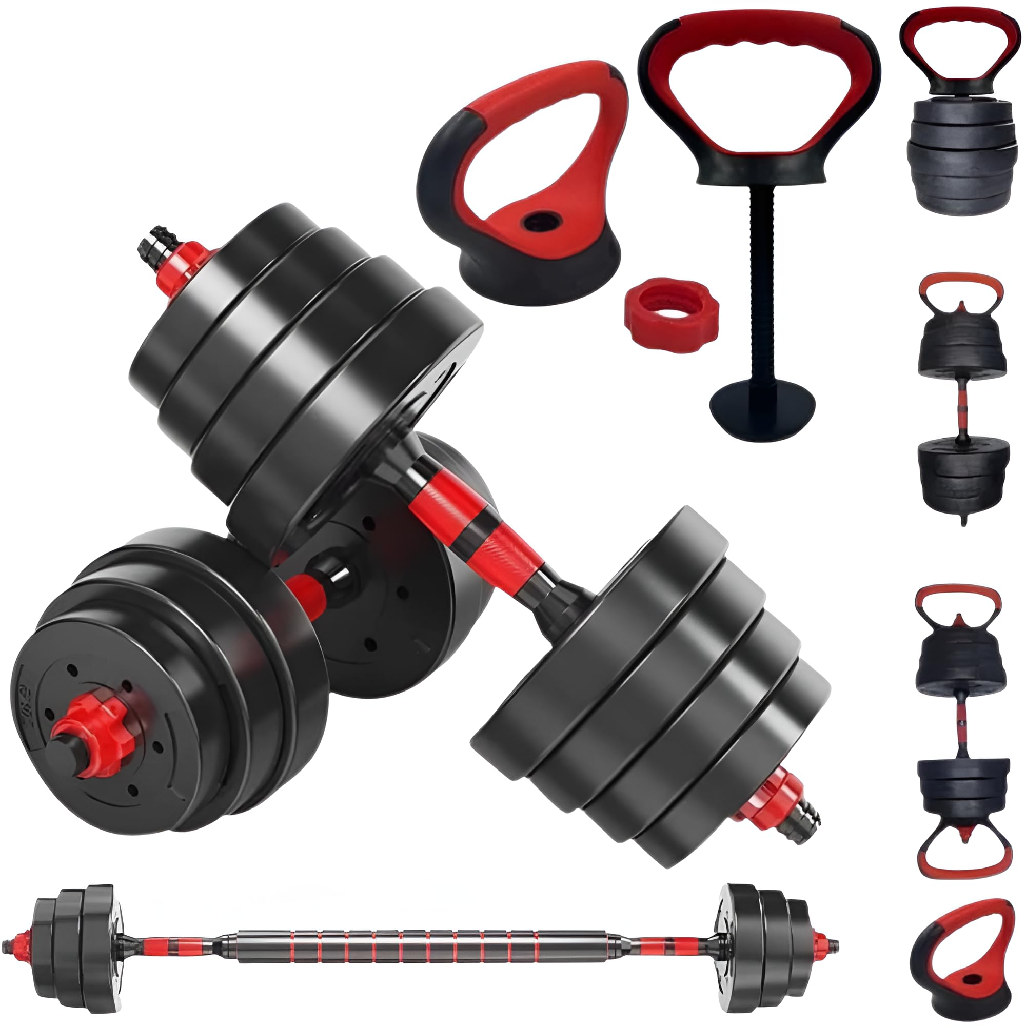 FROOBY Adjustable Dumbbell & Barbell Set 15KG 20KG 30KG,Home Gym Weights for Men, Women,All-in-One Fitness Training Equipment with Kettlebell Option,Weight Lifting Set for Workout (black, 30kg)
