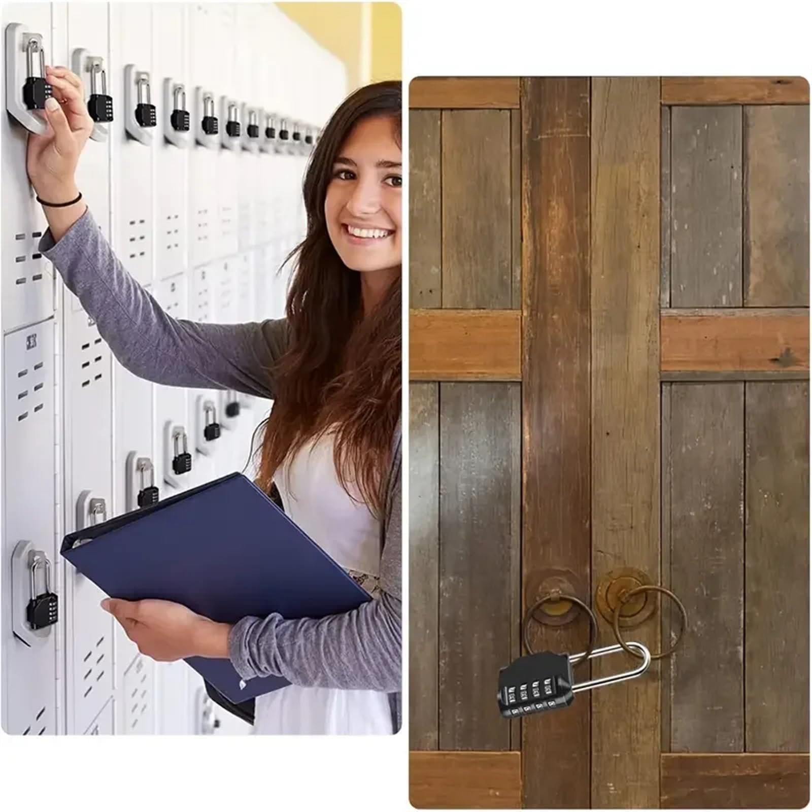 Cadenas Code Cadenas de sécurité à 4 Chiffres en Alliage de Zinc, Serrure à Combinaison for tiroir, Armoire, Salle de Sport, Serrure de Porte antivol extérieure(8)
