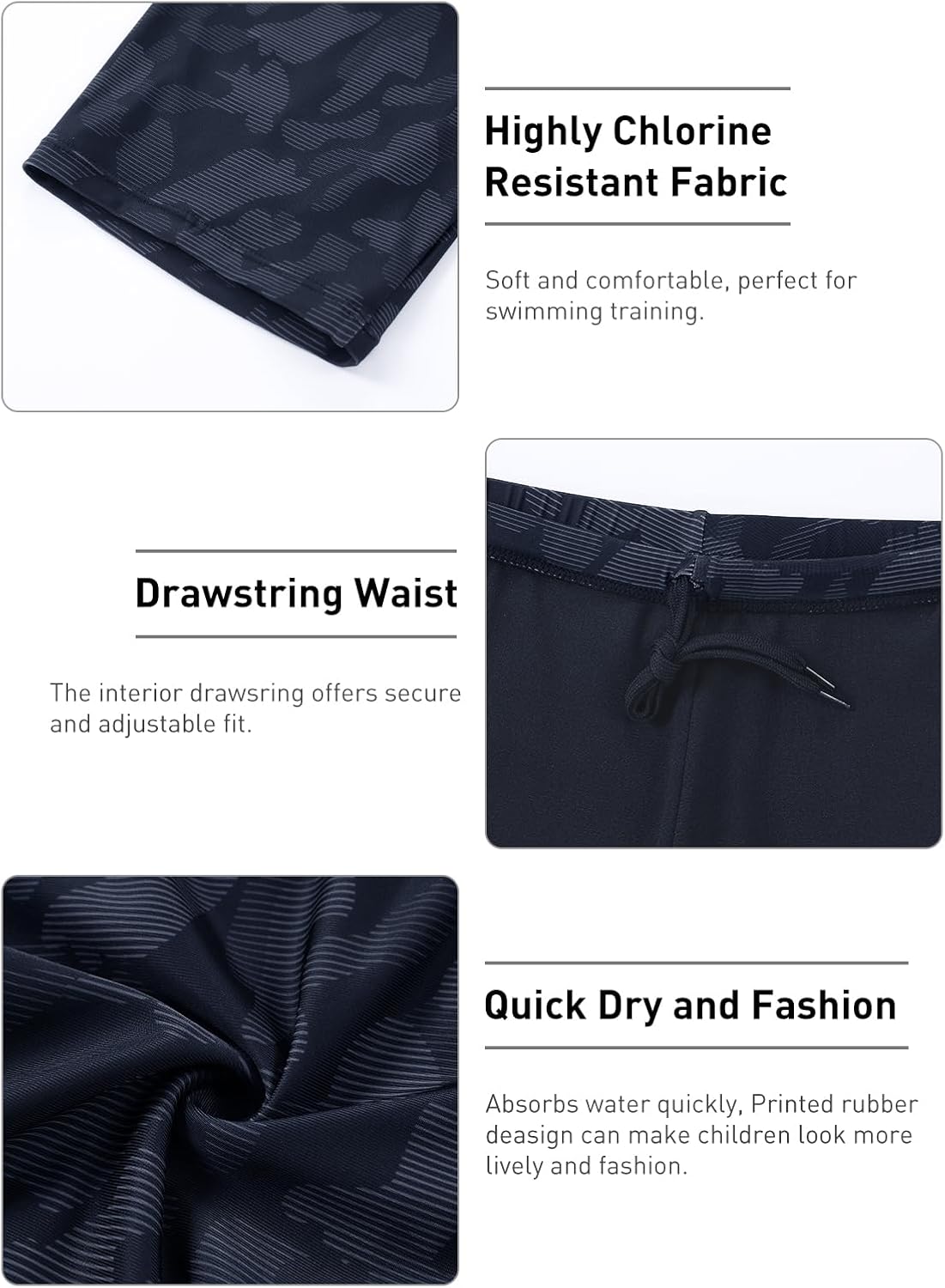 Boys-Swim-Jammers Youth-Athletic Swimming-Shorts Quick-Dry - with Drawstring Kids Soft Swimsuits UPF 50+ - Image 5