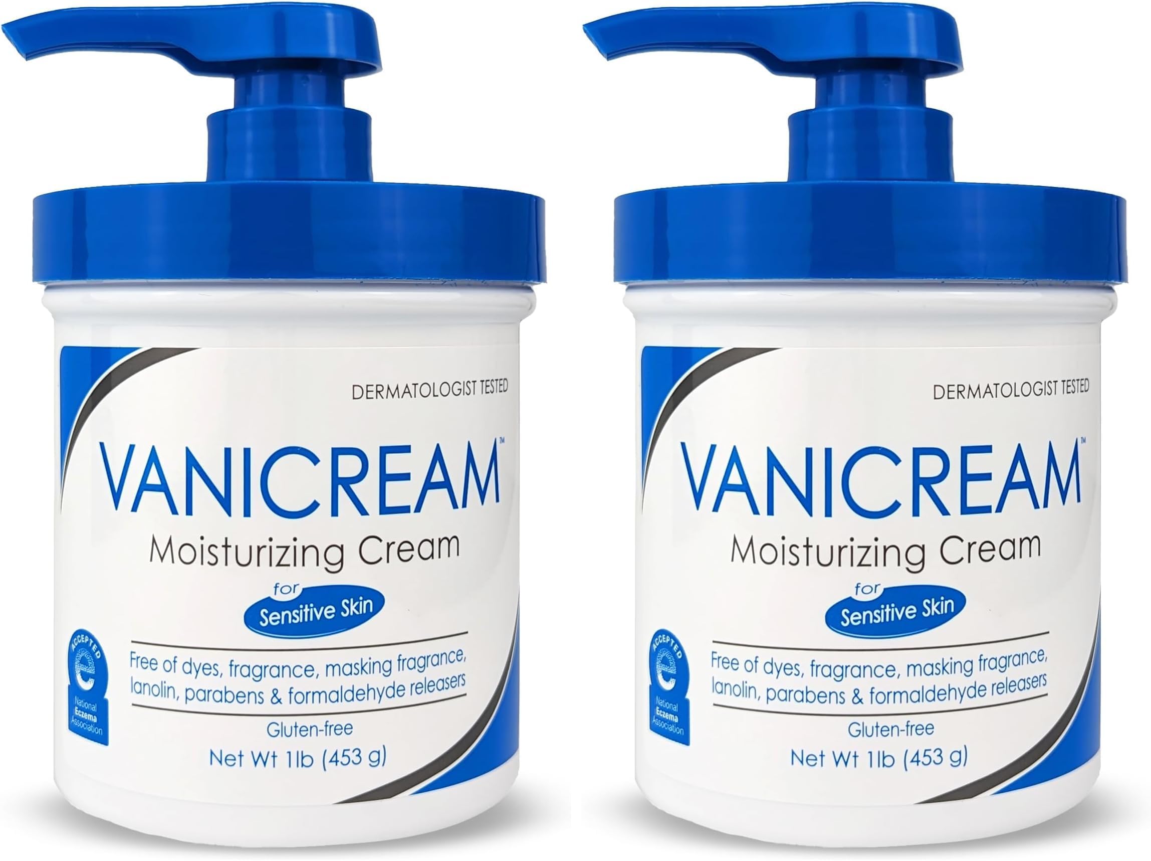 Moisturizing Skin Cream with Pump Dispenser - 16 fl oz (1 lb) - Moisturizer Formulated Without Common Irritants for Those with Sensitive Skin (Pack of 2)