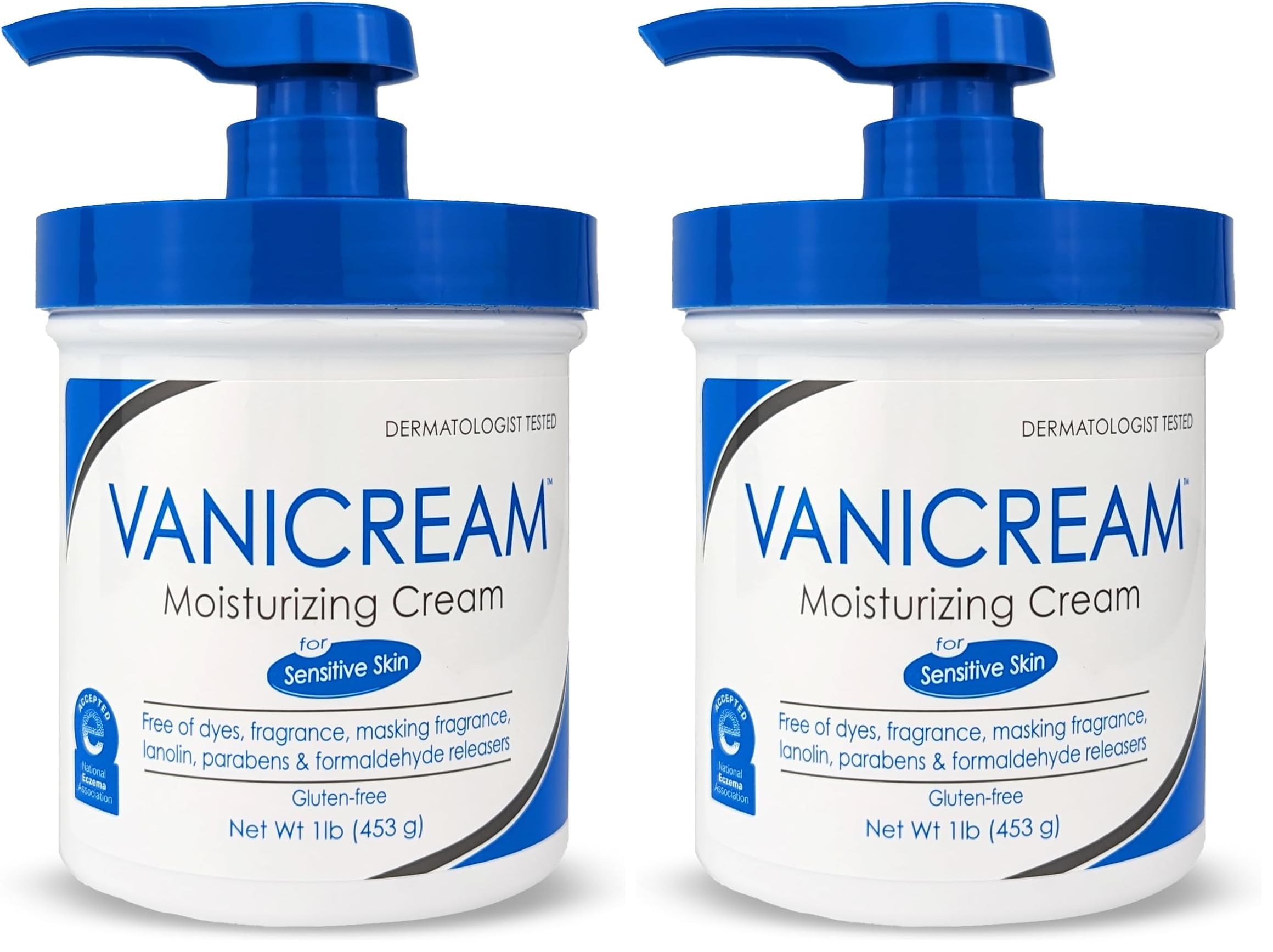 Moisturizing Skin Cream with Pump Dispenser - 16 fl oz (1 lb) - Moisturizer Formulated Without Common Irritants for Those with Sensitive Skin (Pack of 2)