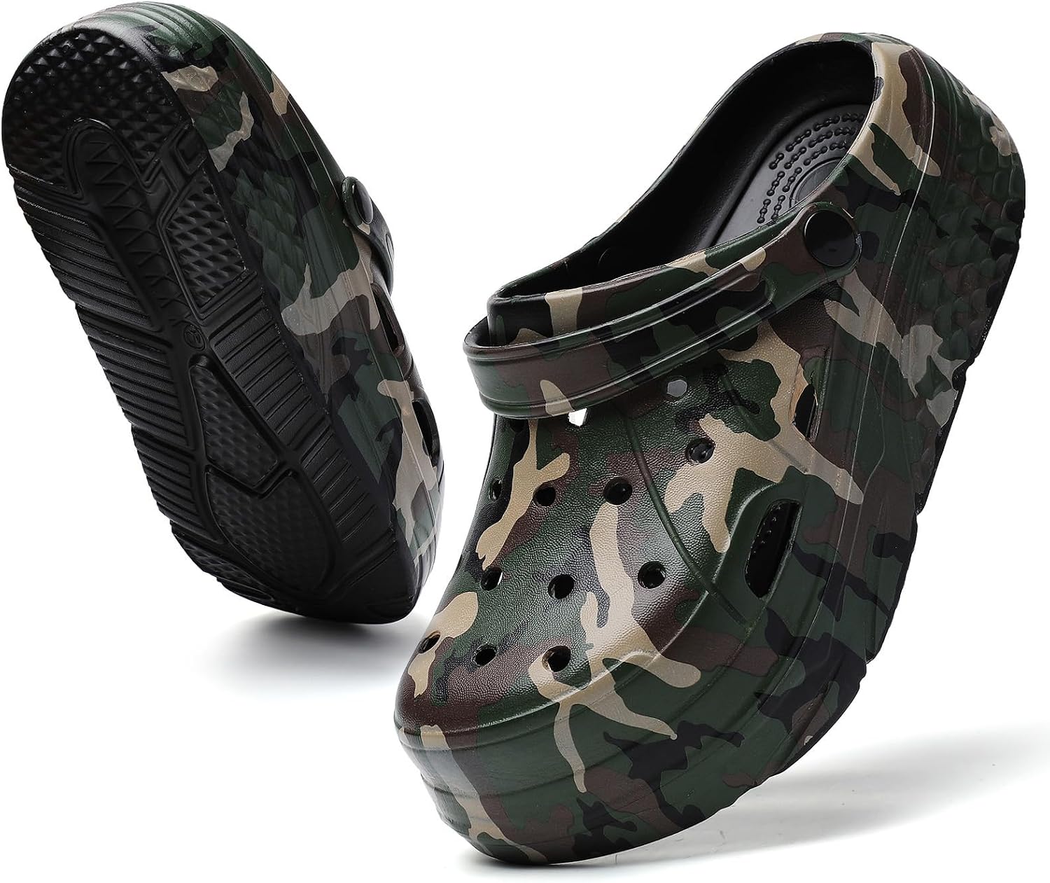 Platform Graphic Clogs for Women: Summer Garden Shoes - Slip On Beach Sandals - Outdoor Water Slippers with Removable Insole