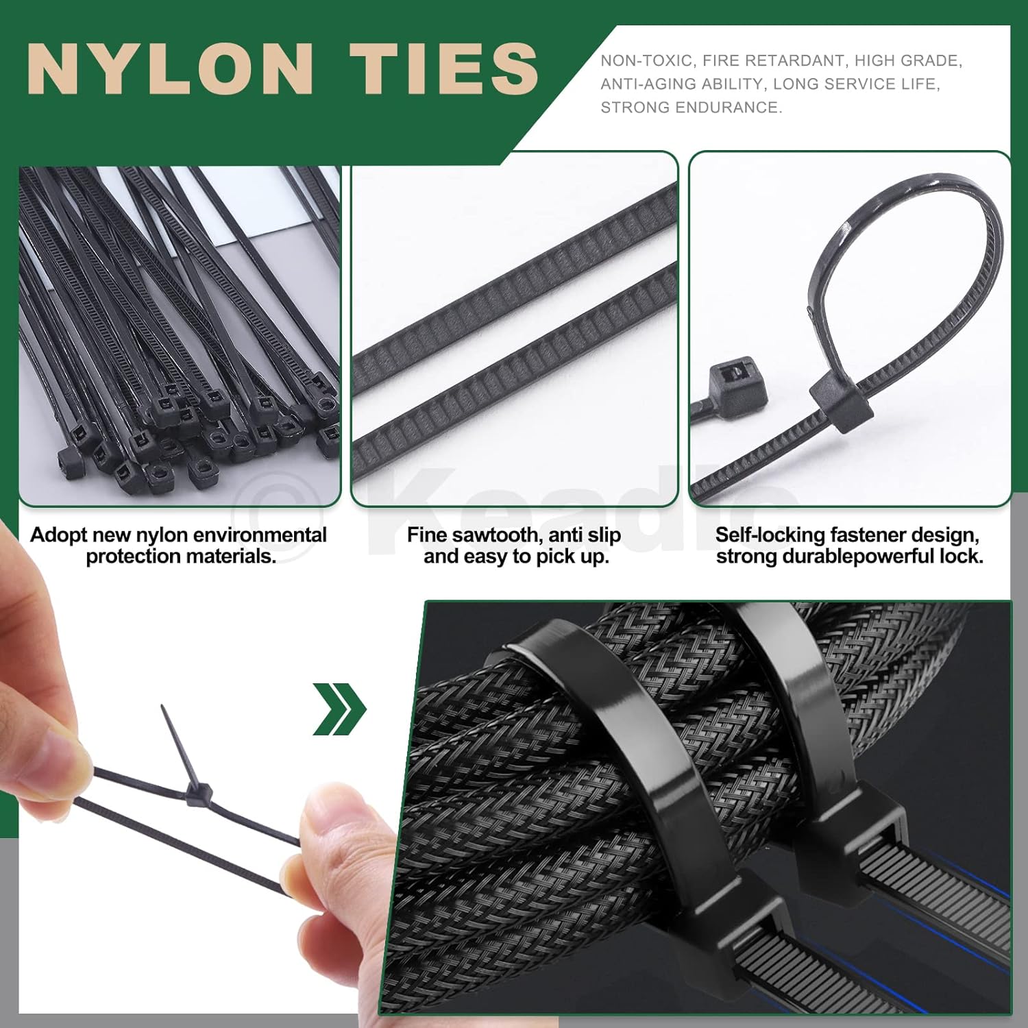 Keadic 91Pcs Black Wire Grid Cube Plastic Connectors with Nylon Cable Ties and Hammer, Heavy Duty Round Elevated Foot Connectors Modular Storage Closet Organizer for Home, Office,Bedroom