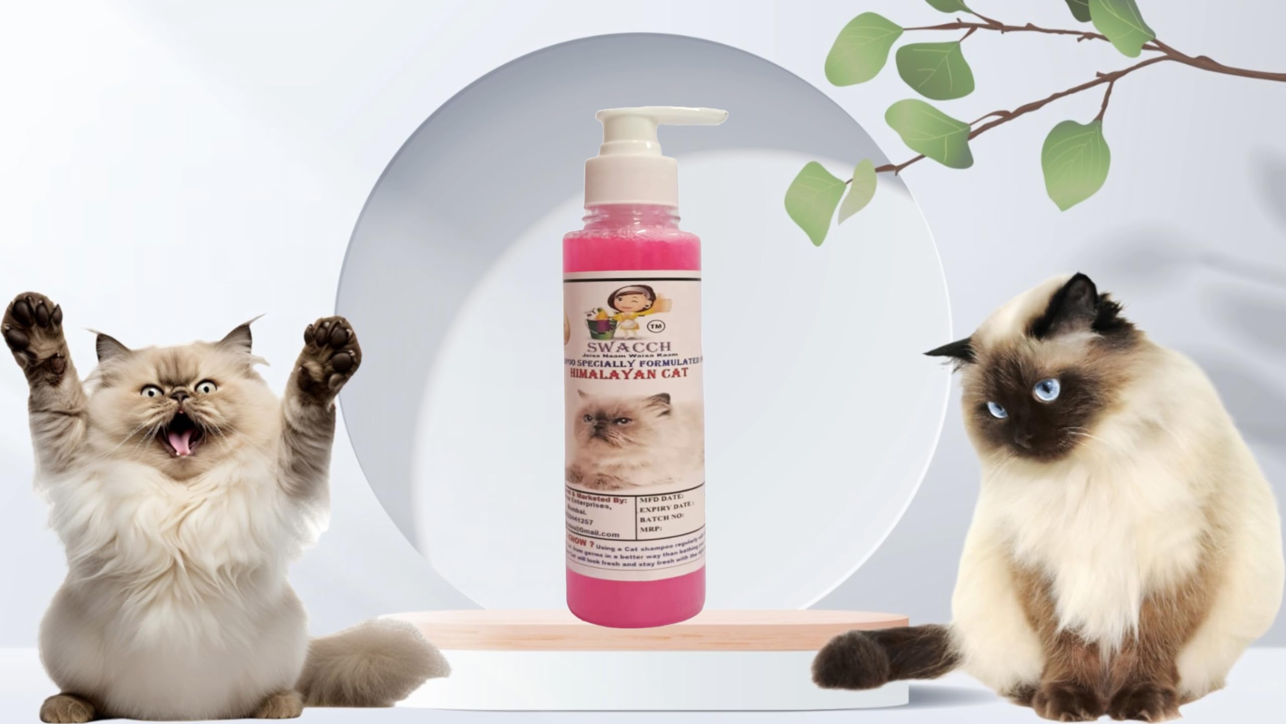 SWACCH Premium Shampoo for Himalayan CAT (200ML) Rose
