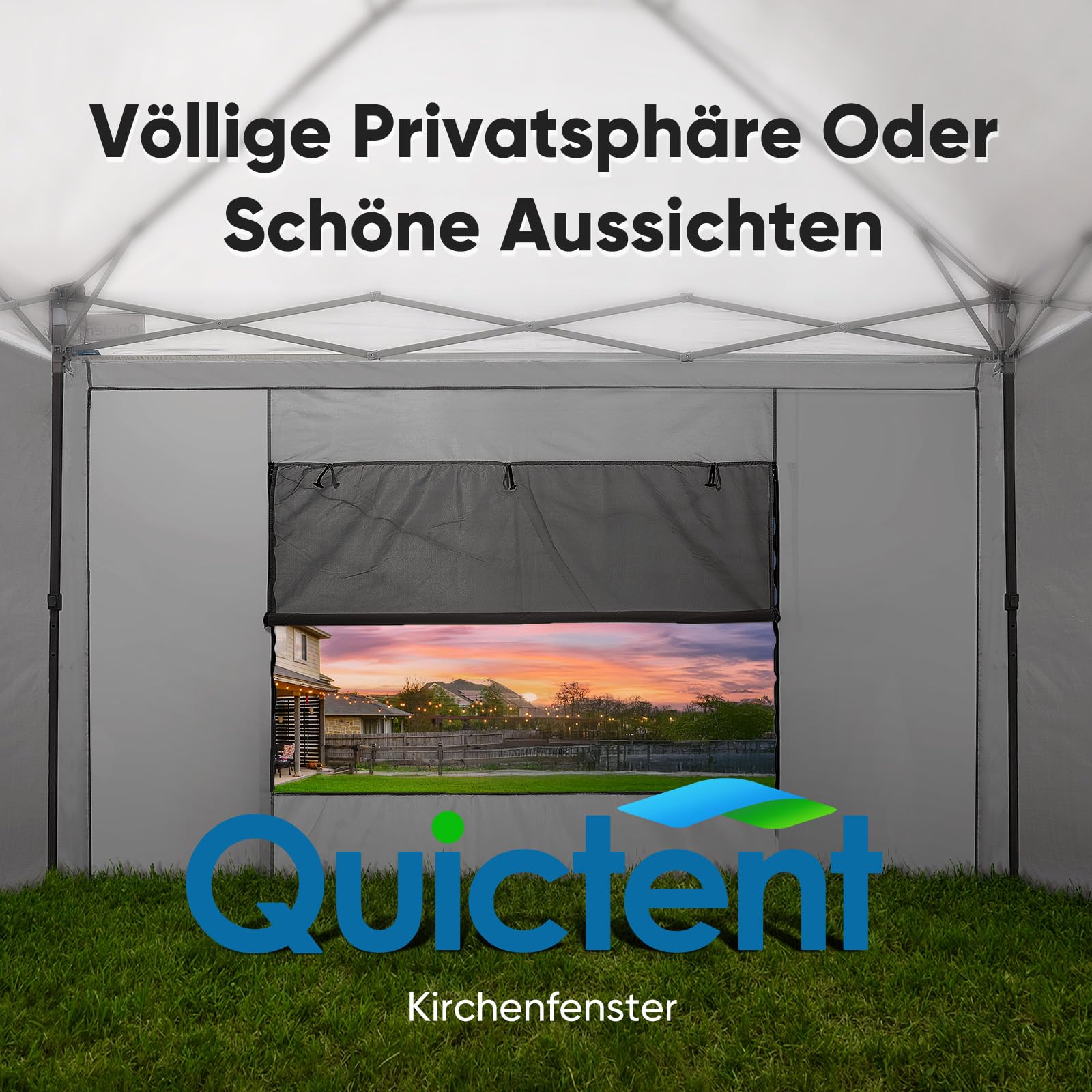 Quictent Pavillon 3x6m Faltpavillon mit 6 Seitenwänden, Gartenpavillon mit Rollentasche, Partyzelt 3x6 wasserdicht stabil, für Party im Freien, Hochzeiten, Fest, UV 50+,Grau