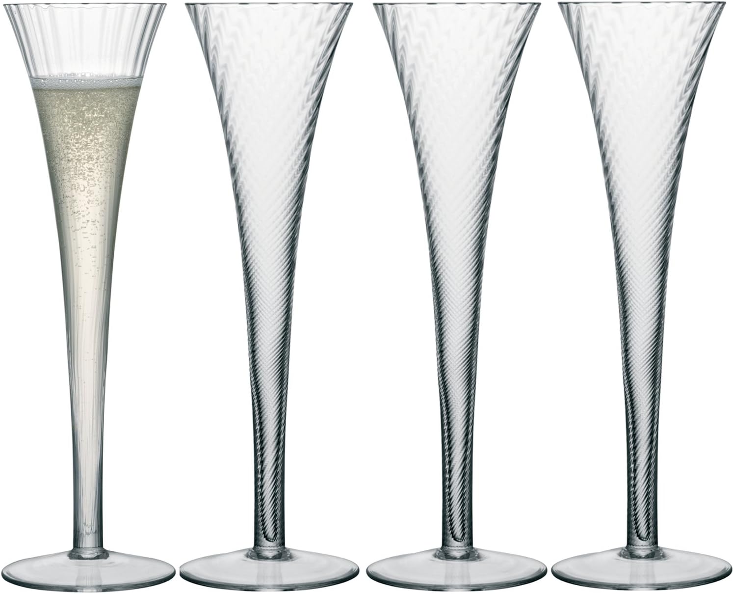 LSA International Optic Aurelia Champagne Flute (4 Pack), 6.8 fl. oz., Clear