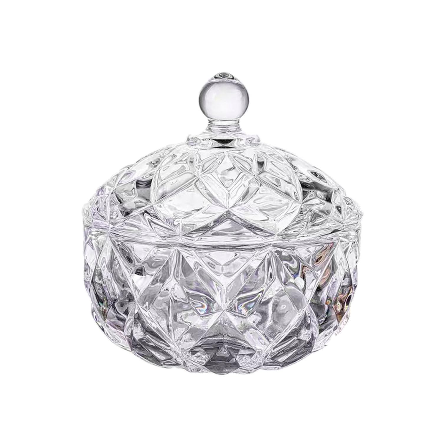 LUCKTE Embossed Clear Glass Apothecary Jar With Lids,Candy Jar Containers Wedding Candy Buffet Jars,Crystal Jewelry Box Glass Biscuit Jar Decorative Jars (Transparent)