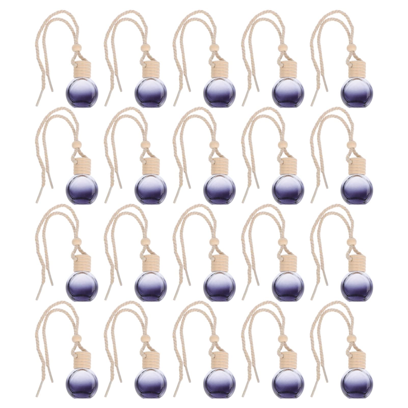 MAGICLULU 20 Stück Auto Parfümflasche Anhänger Set Runde Hängende Duftdiffusoren für Auto Elegante Aromatherapie Dekoration aus mit Baumwollschnur für Zuhause und Büro