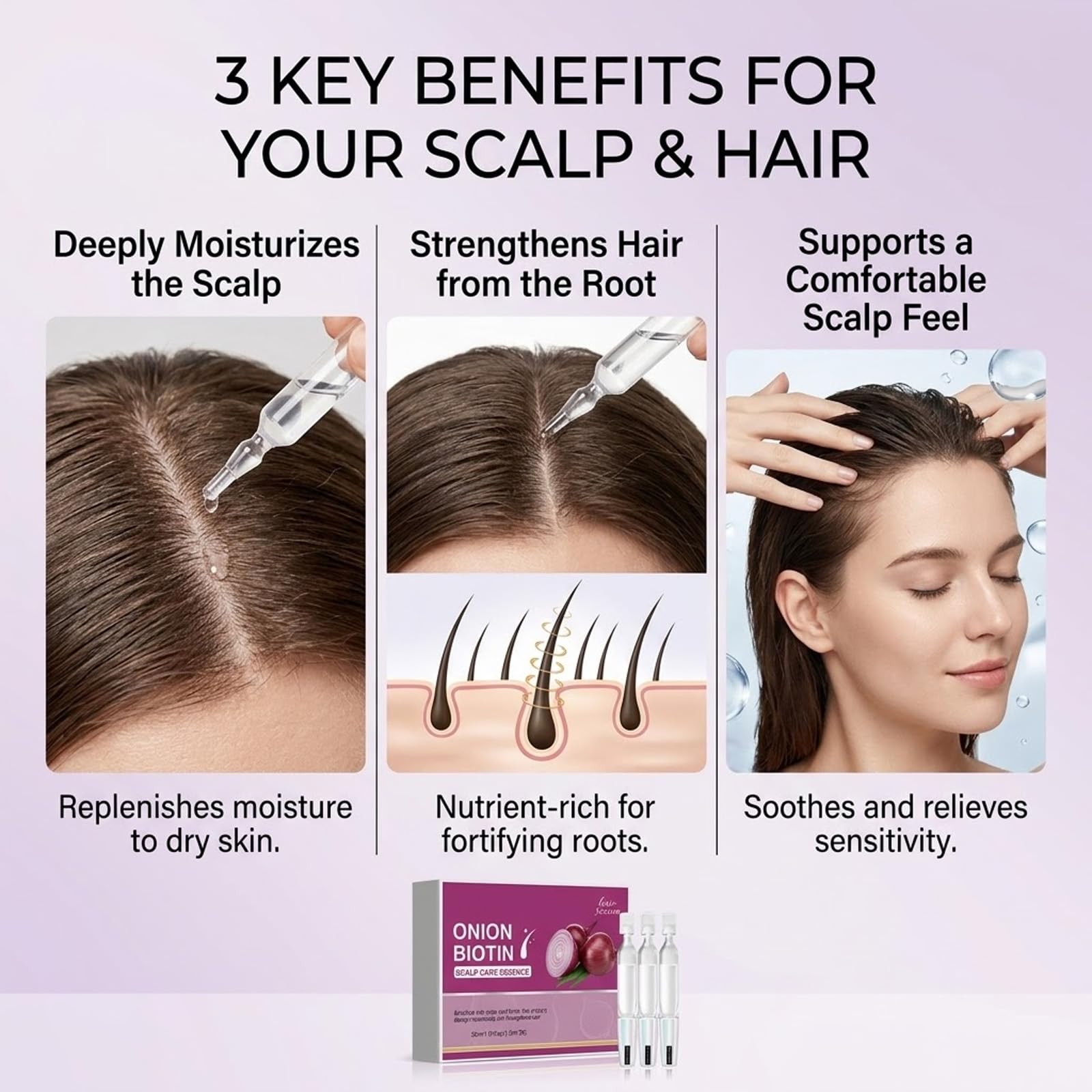Red Onion Biotin Scalp Serum do wzrostu i grubości włosów, 20 szt., jednorazowe sterylne ampułki, cebula, biotyna, esencja do wzmocnienia, odżywcza, do codziennej pielęgnacji włosów (5B)