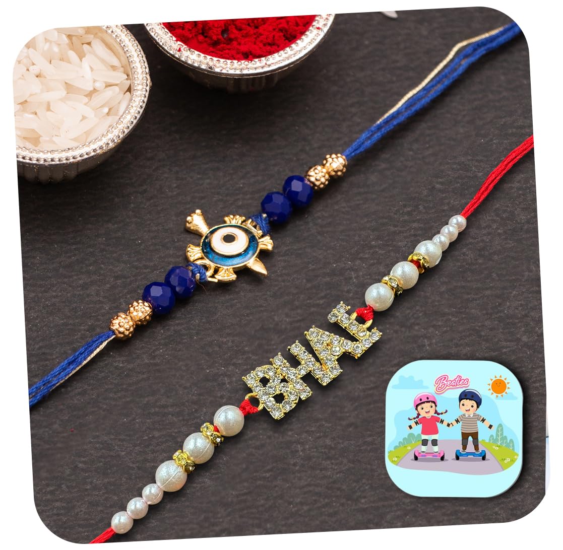 CraftVatika Evil Eye Rakhi for Brother Rakhi Set of 2 for Bhaiya Bhai BRO Rakhi for Bhai Rakshabandhan Bracelet Rakhi Set for Men Boys, Fridge Magnet for Door Decor-picture-18