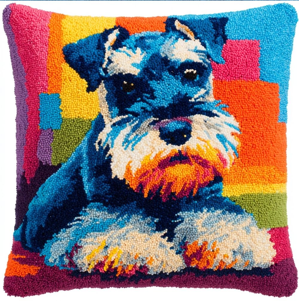 FWRTYCB Latch Hook Kits for Adults,Schnauzers Pillow Sofa Cushion